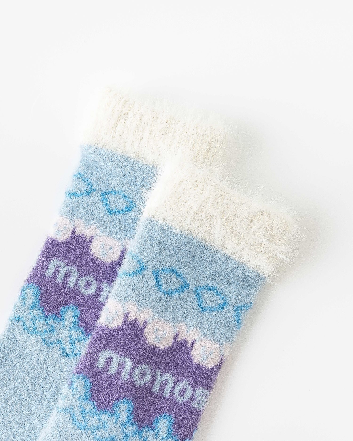 여성용 퍼지 크루 양말 아이스크림 색상 포근하고 따뜻한 실내용 수면 양말