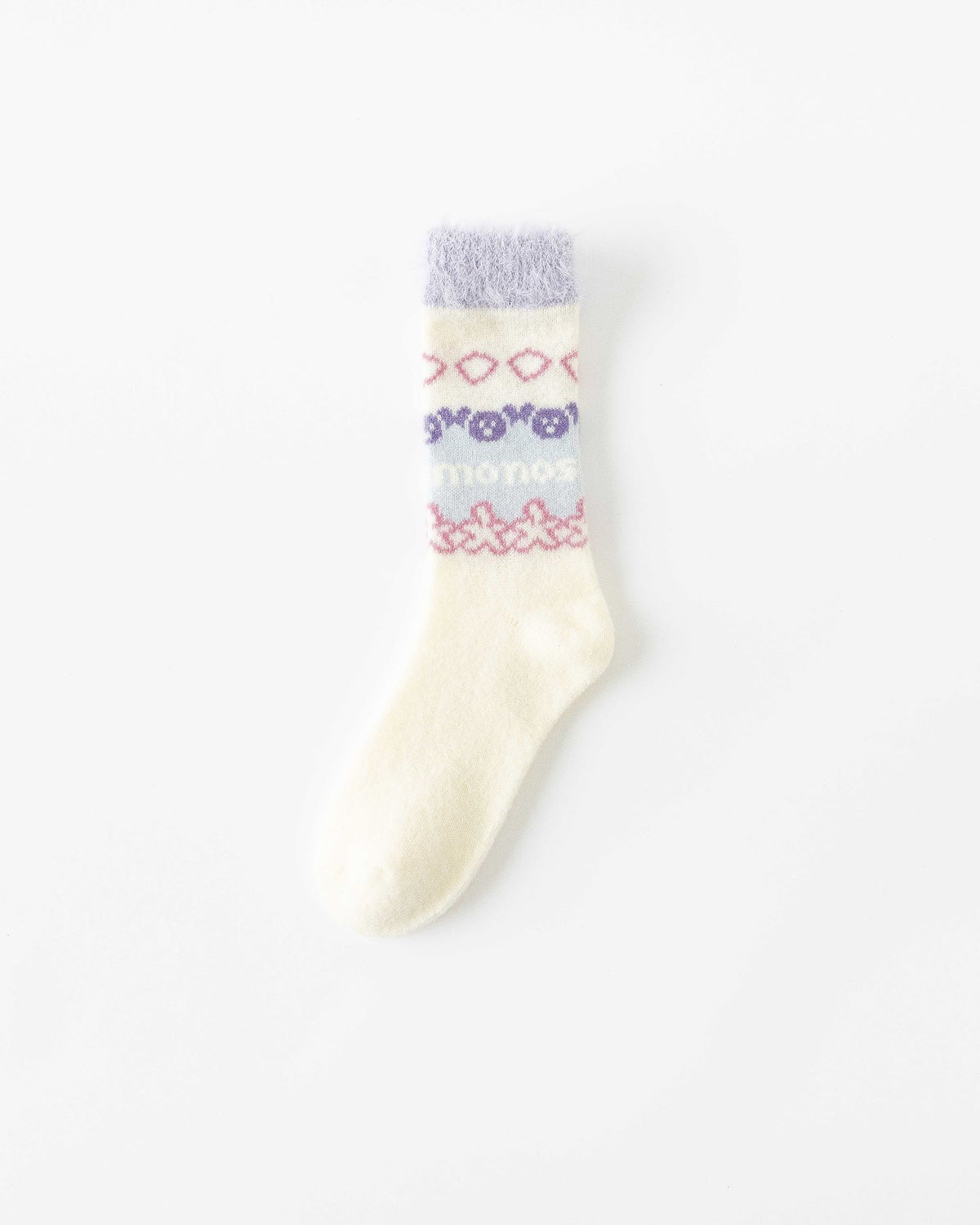 여성용 퍼지 크루 양말 아이스크림 색상 포근하고 따뜻한 실내용 수면 양말