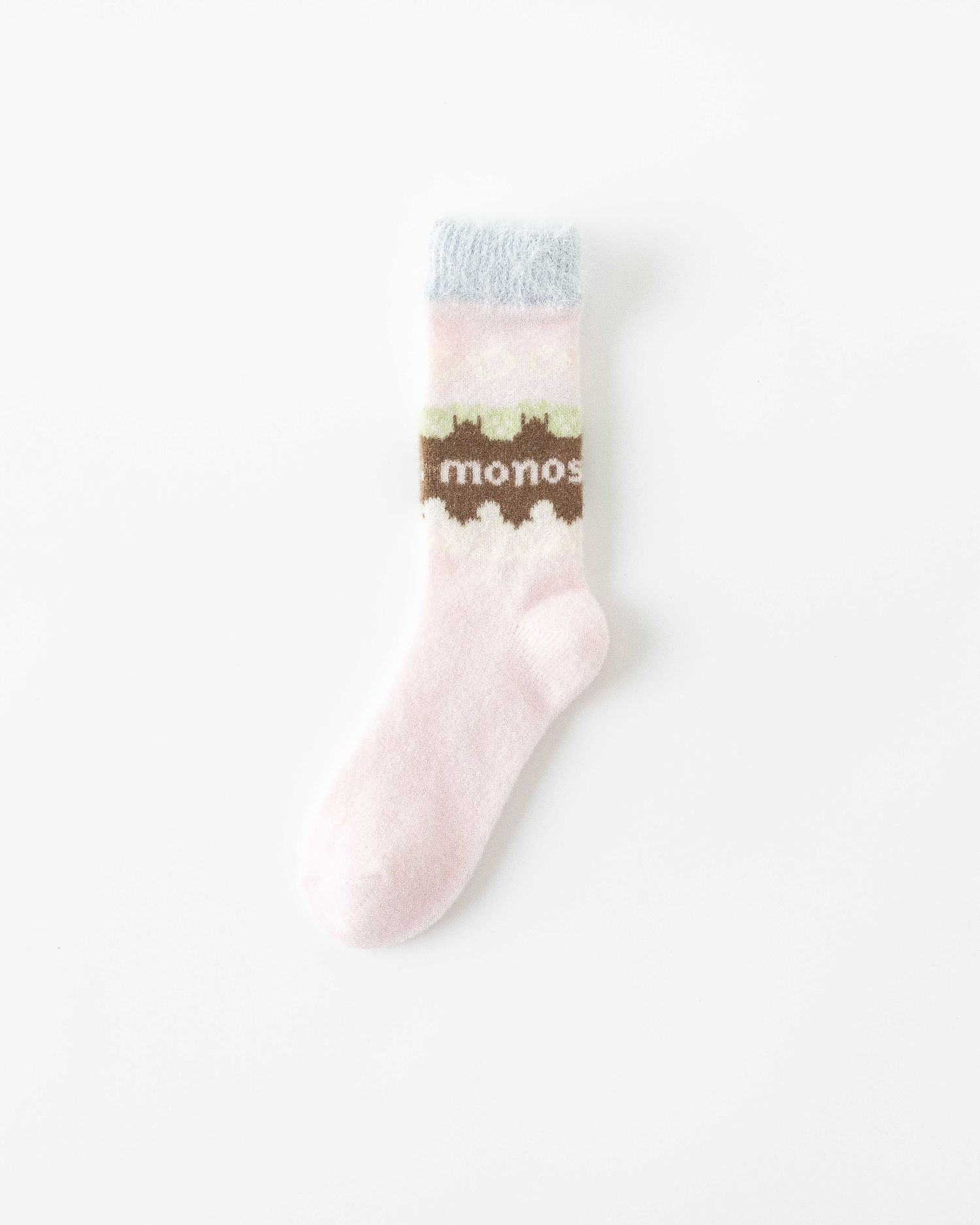 여성용 퍼지 크루 양말 아이스크림 색상 포근하고 따뜻한 실내용 수면 양말