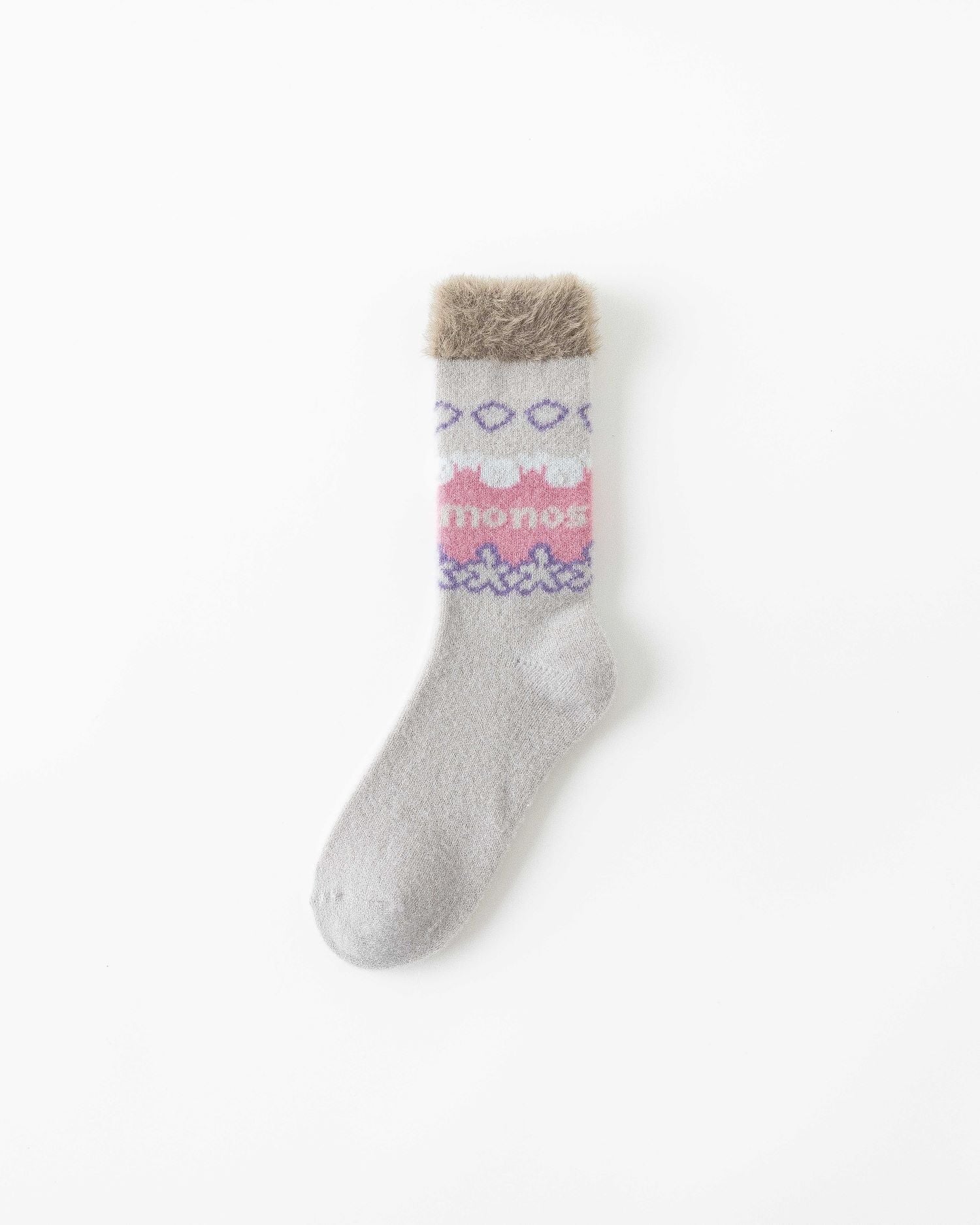 여성용 퍼지 크루 양말 아이스크림 색상 포근하고 따뜻한 실내용 수면 양말