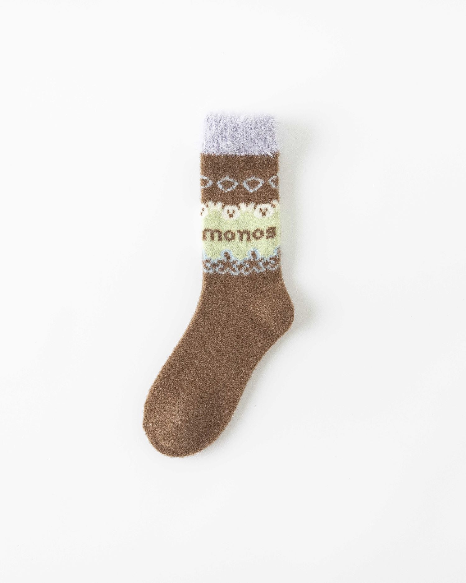 여성용 퍼지 크루 양말 아이스크림 색상 포근하고 따뜻한 실내용 수면 양말