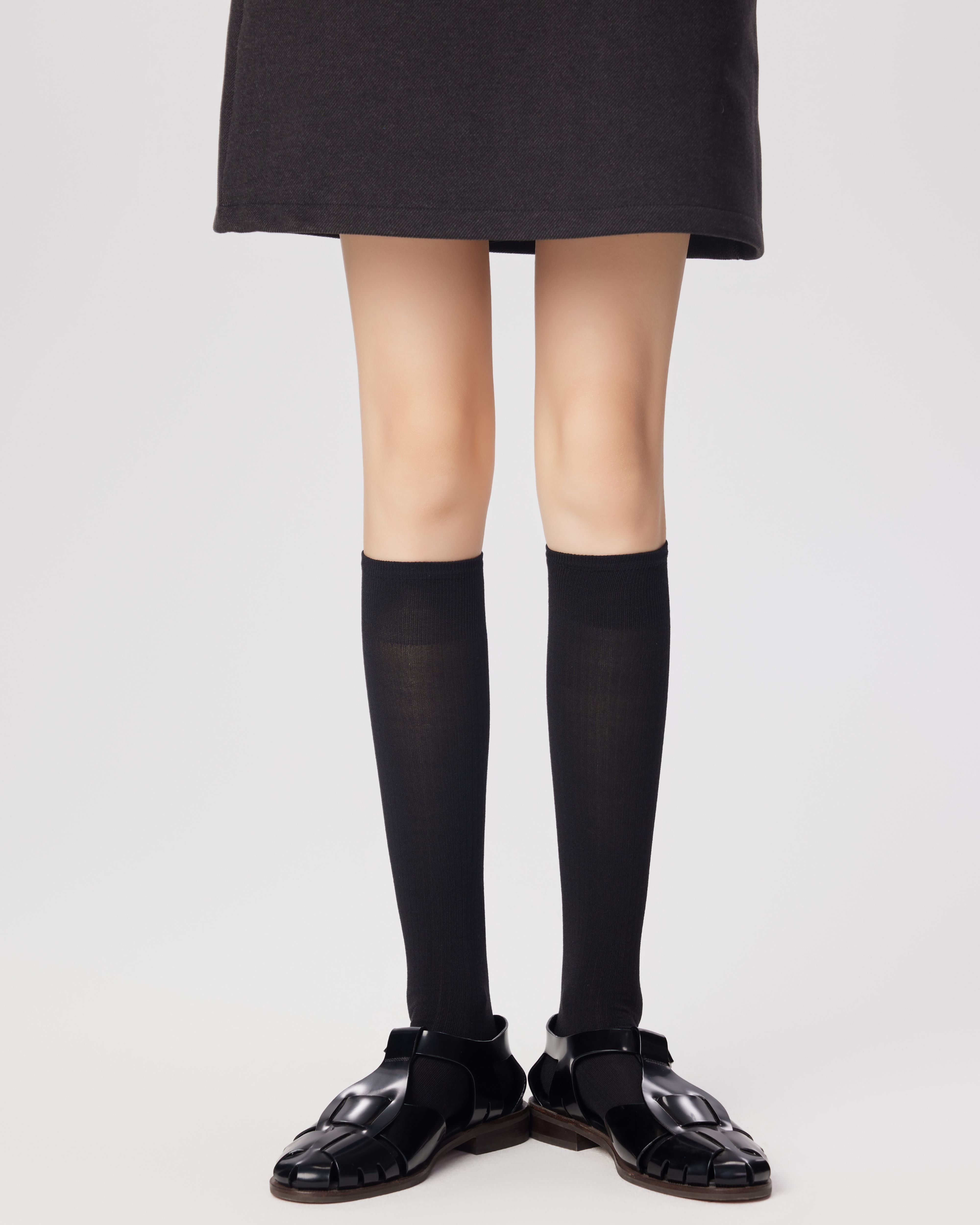 女款及膝襪 羅紋條紋毛圈 芭蕾風格 時尚涼感 舒適