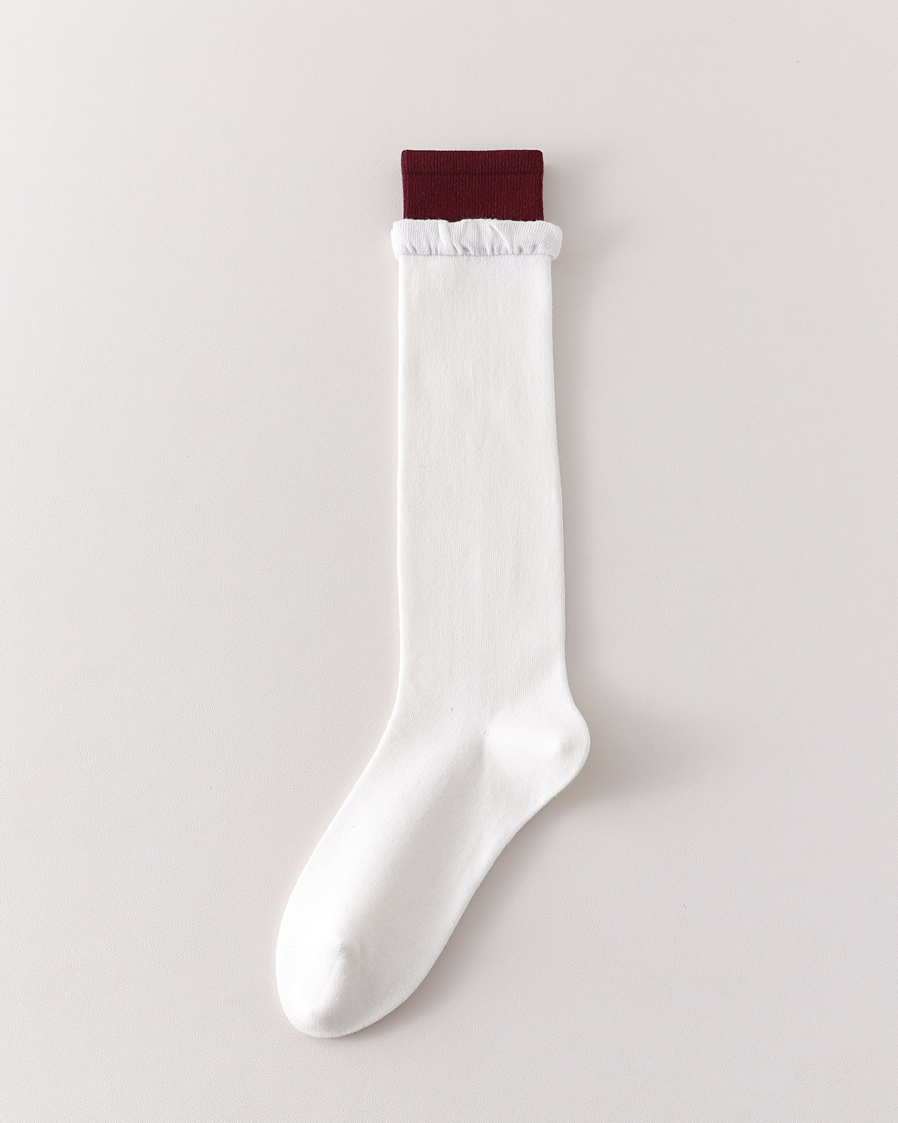 Women Two Tone Striped Knee High Socks Soft Warm Comfortable