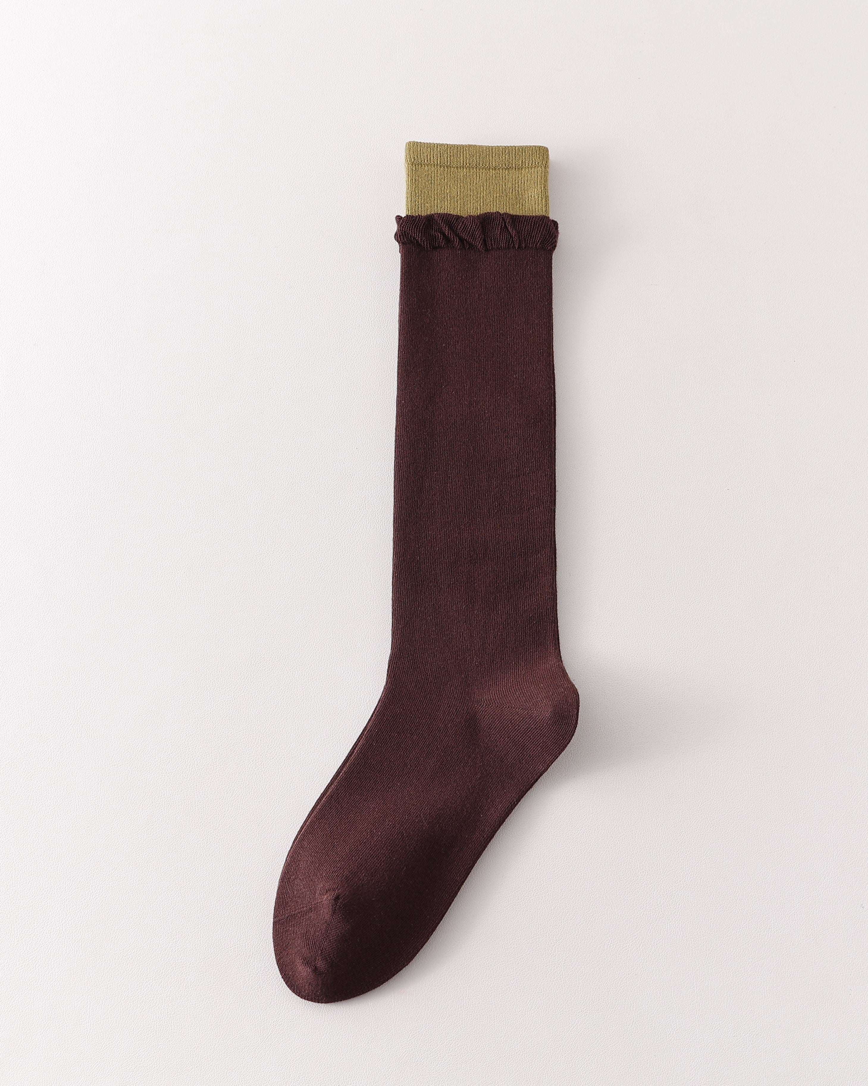 Women Two Tone Striped Knee High Socks Soft Warm Comfortable