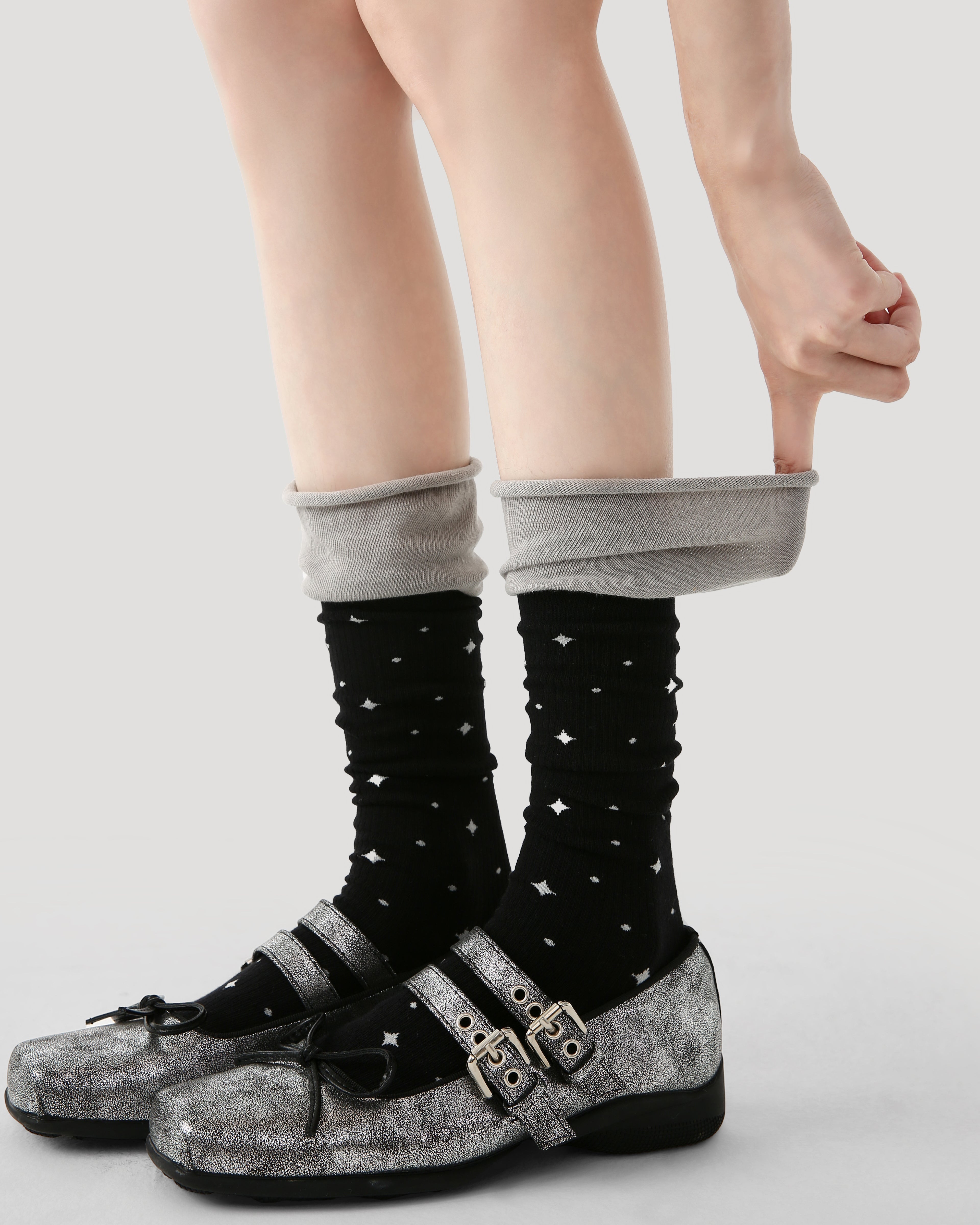 Women Colorblock Stacked Crew Socks Soft Stretchy Secondary image