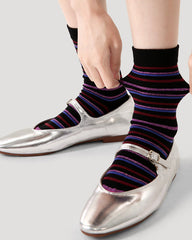 Women's Cotton Crew Socks Horizontal Stripe Cozy Warm Trendy Style