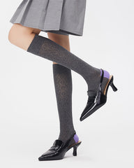 Women Cotton Knee High Socks Solid Color Seamless Soft Breathable