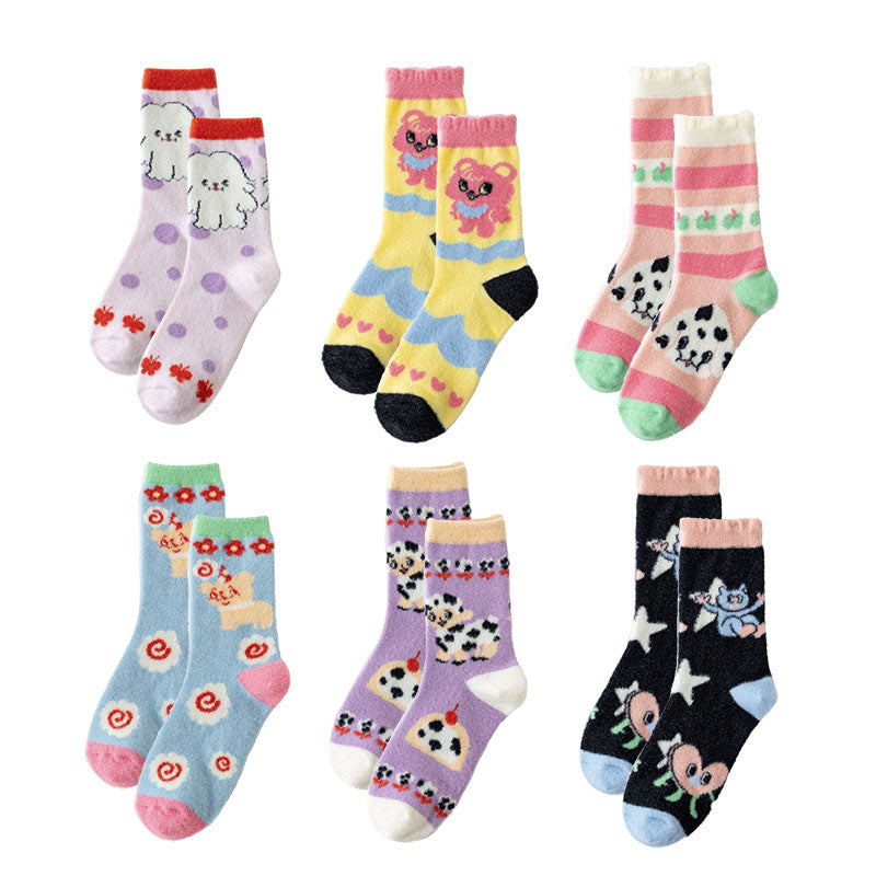 Sweetnana レディース コージー クルー ソックス - リトルモンスターシリーズ レディース 冬用サーマルソックス スリッパソックス 暖かい厚手の超ソフトソックス。
