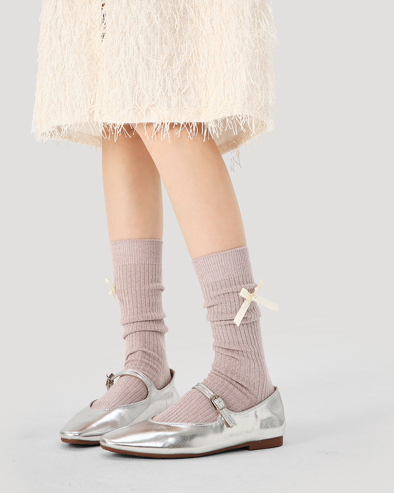 Women Creative Bow Scrunch Socks Ballet Style Cotton Seamless - SWEET NANA Main image