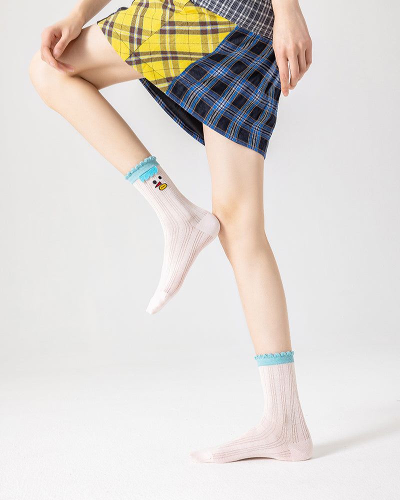 3-Pack Cotton Crew Women Socks Cozy Breathable Casual Daily Essential