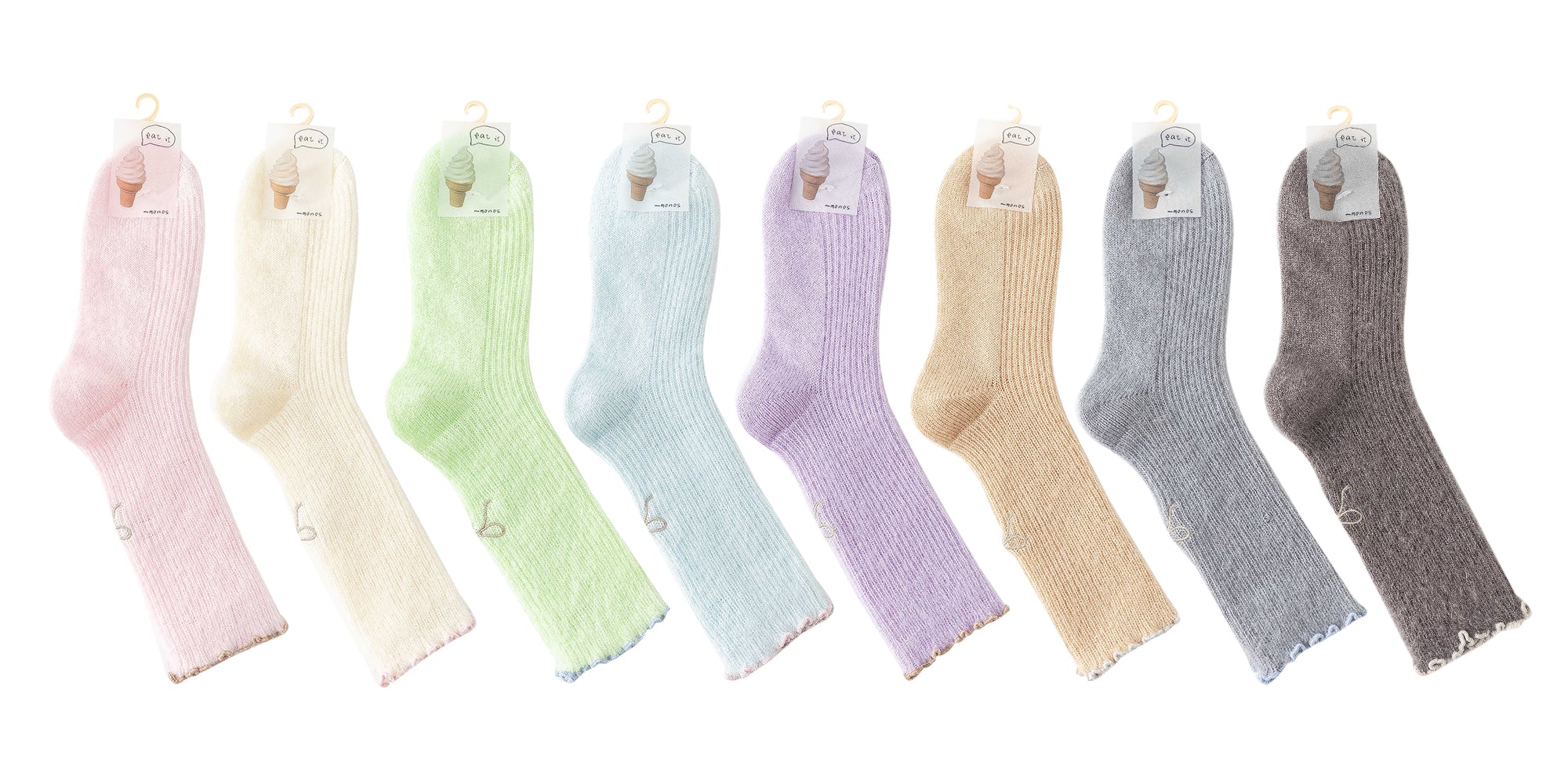 Women Crew Socks Bowknot Series Soft Ice Cream Color Cozy Casual Socks