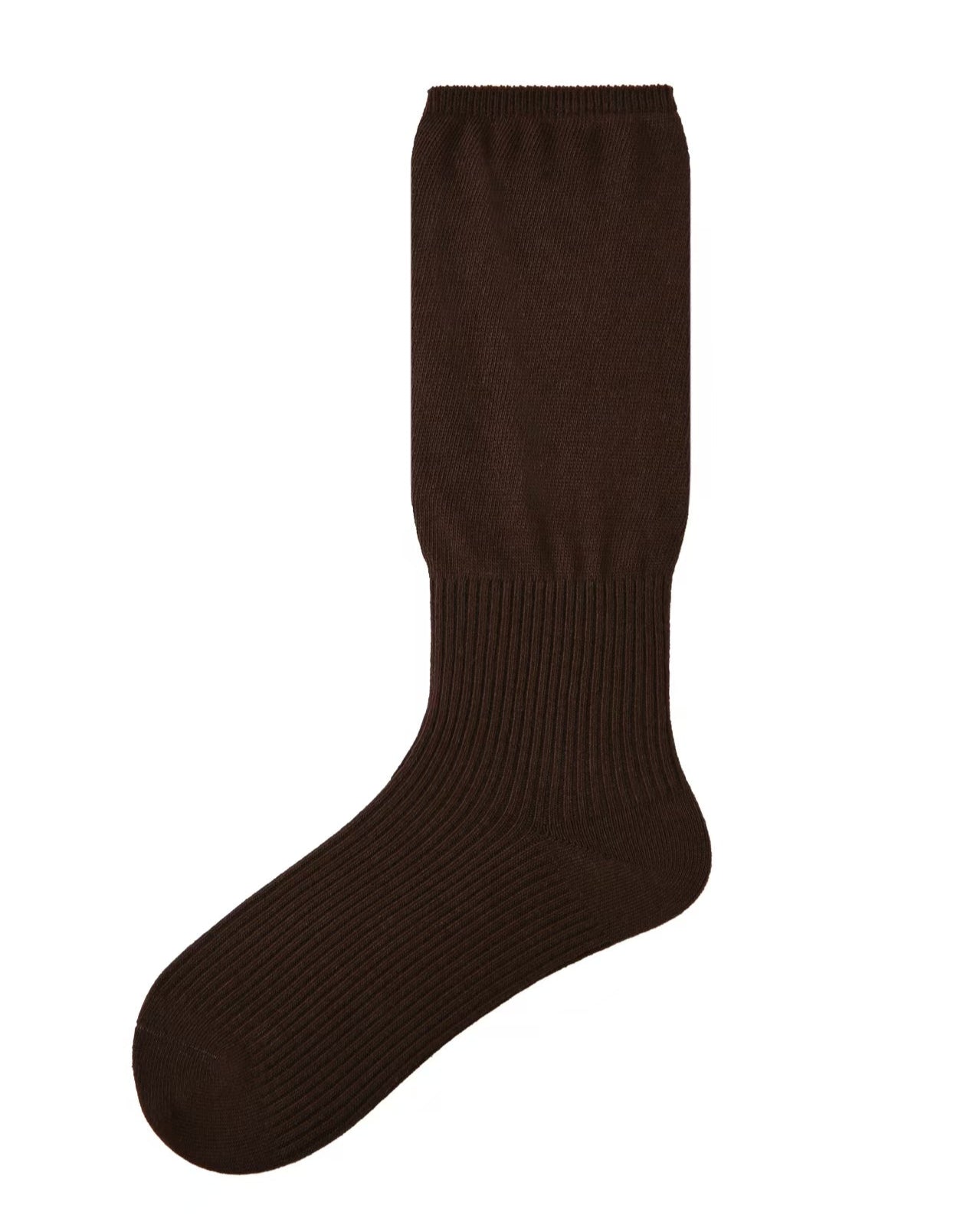 Women's Crew Socks Brown Ribbed Cotton Casual Socks
