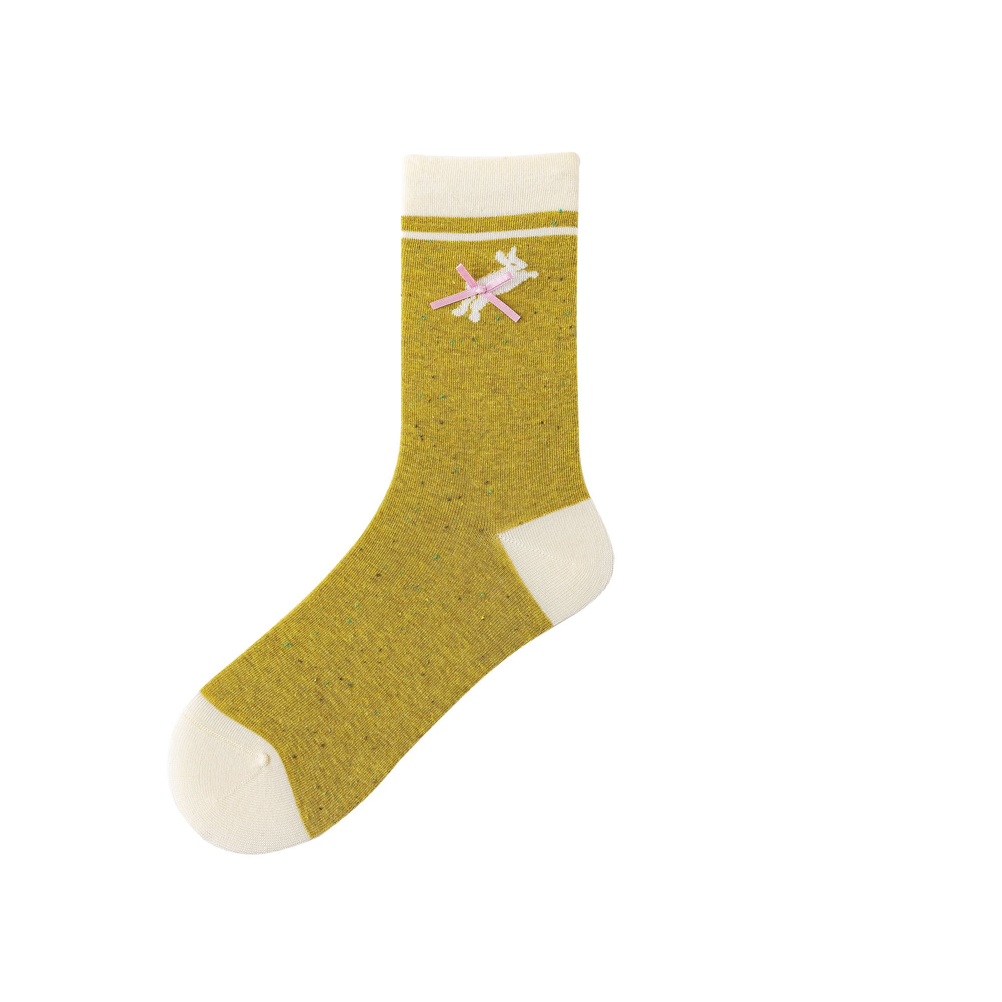 여성 크루 양말 버니 시리즈 면 귀여운 자카드 리본 캐주얼 양말