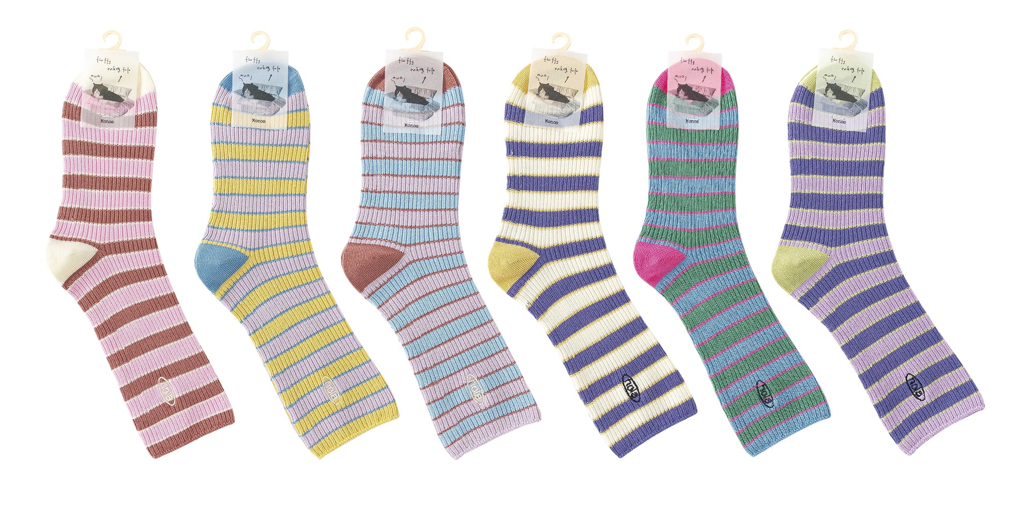 여성 크루 양말 클래식 스트라이프 시리즈 부드럽고 통기성 좋은 캐주얼 착용