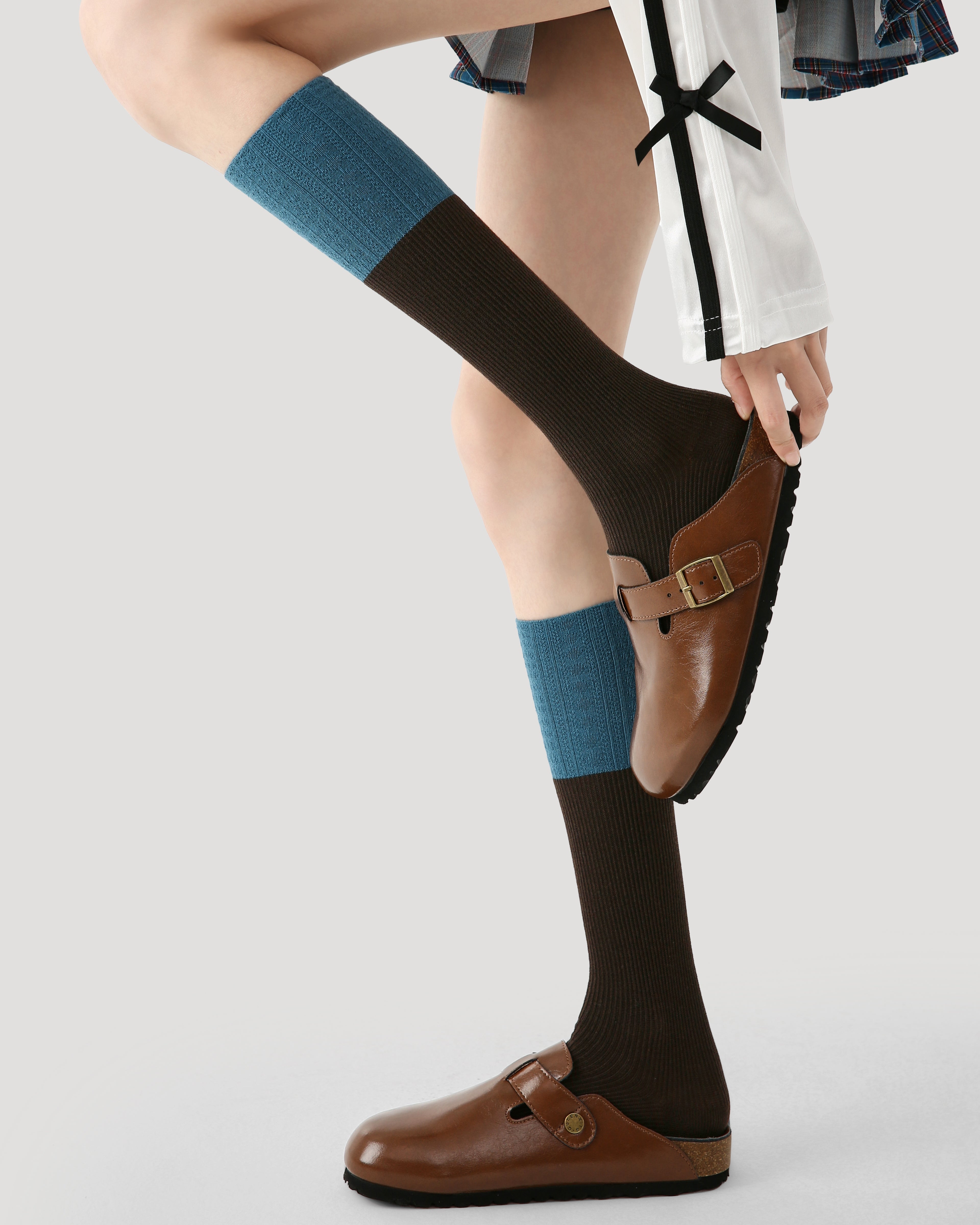 Women's Crew Socks Colorblock Knit Cotton Casual Breathable Socks