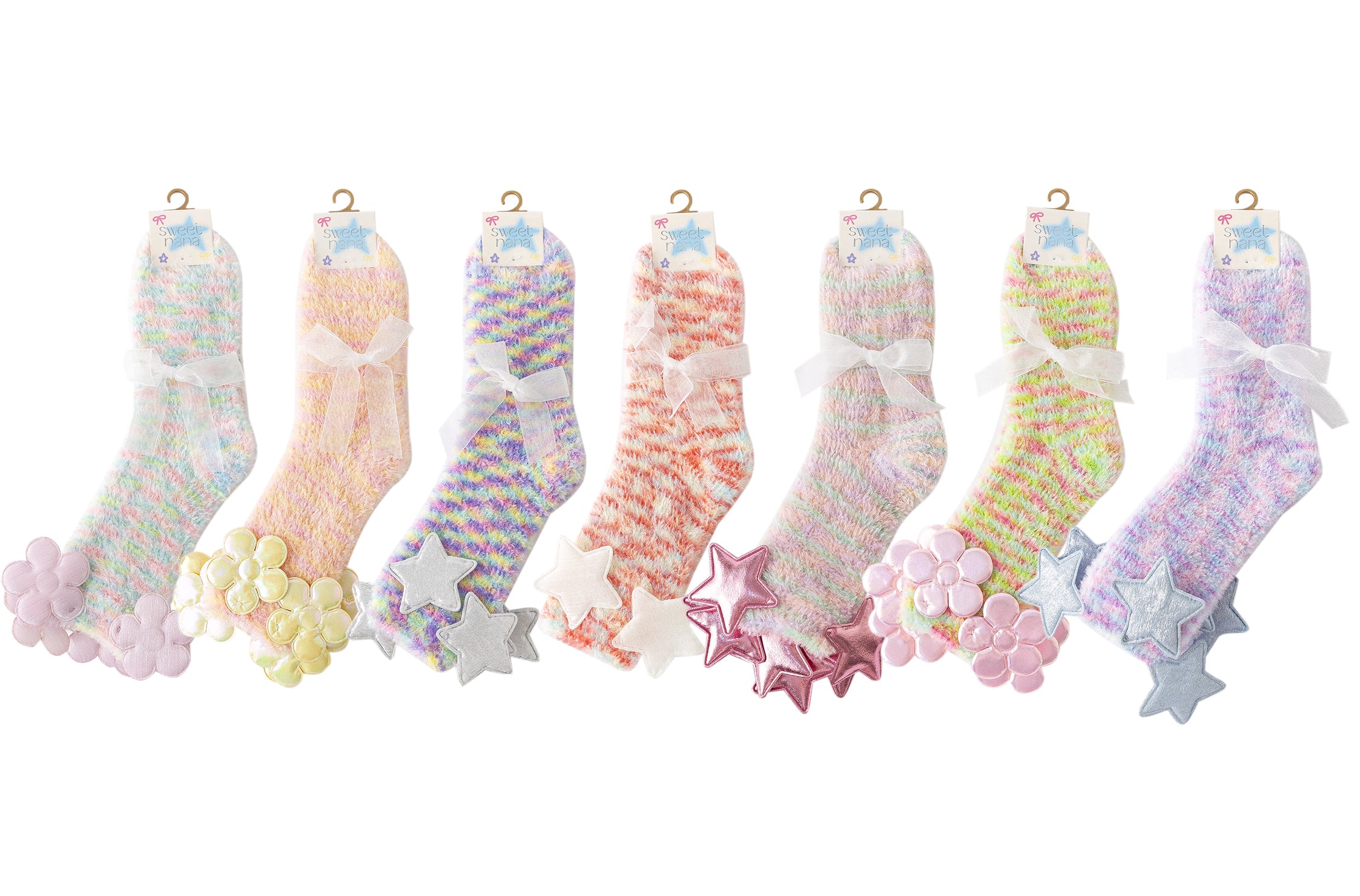 Women Crew Socks Dream Garden Series Fuzzy Warm Cozy Indoor Socks