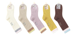 Women Crew Socks Fuzzy Warm Cozy Cotton Soft Cute Animal Embroidery