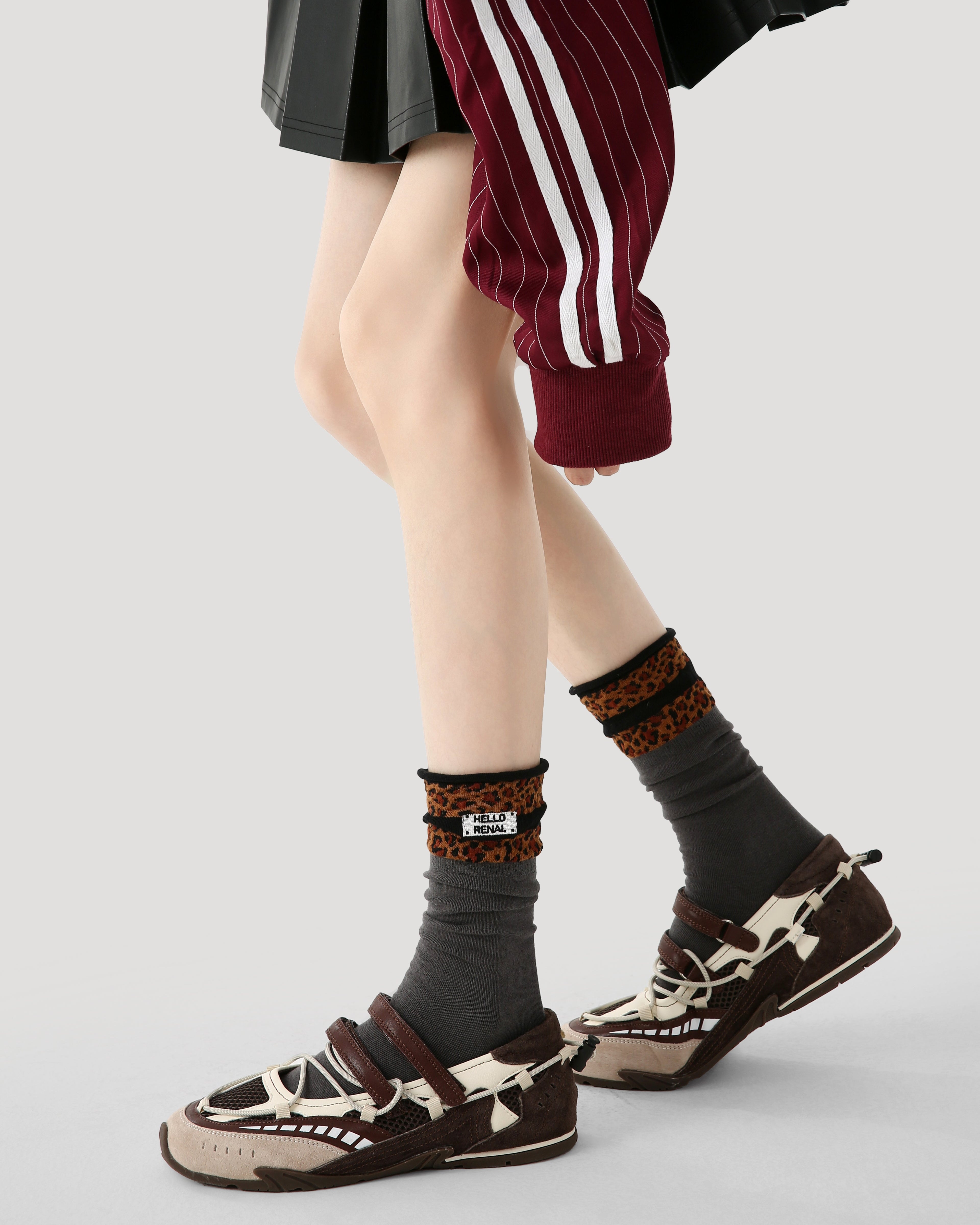 Women Crew Socks Leopard Print Cotton Trendy Casual Street - SWEET NANA Main image