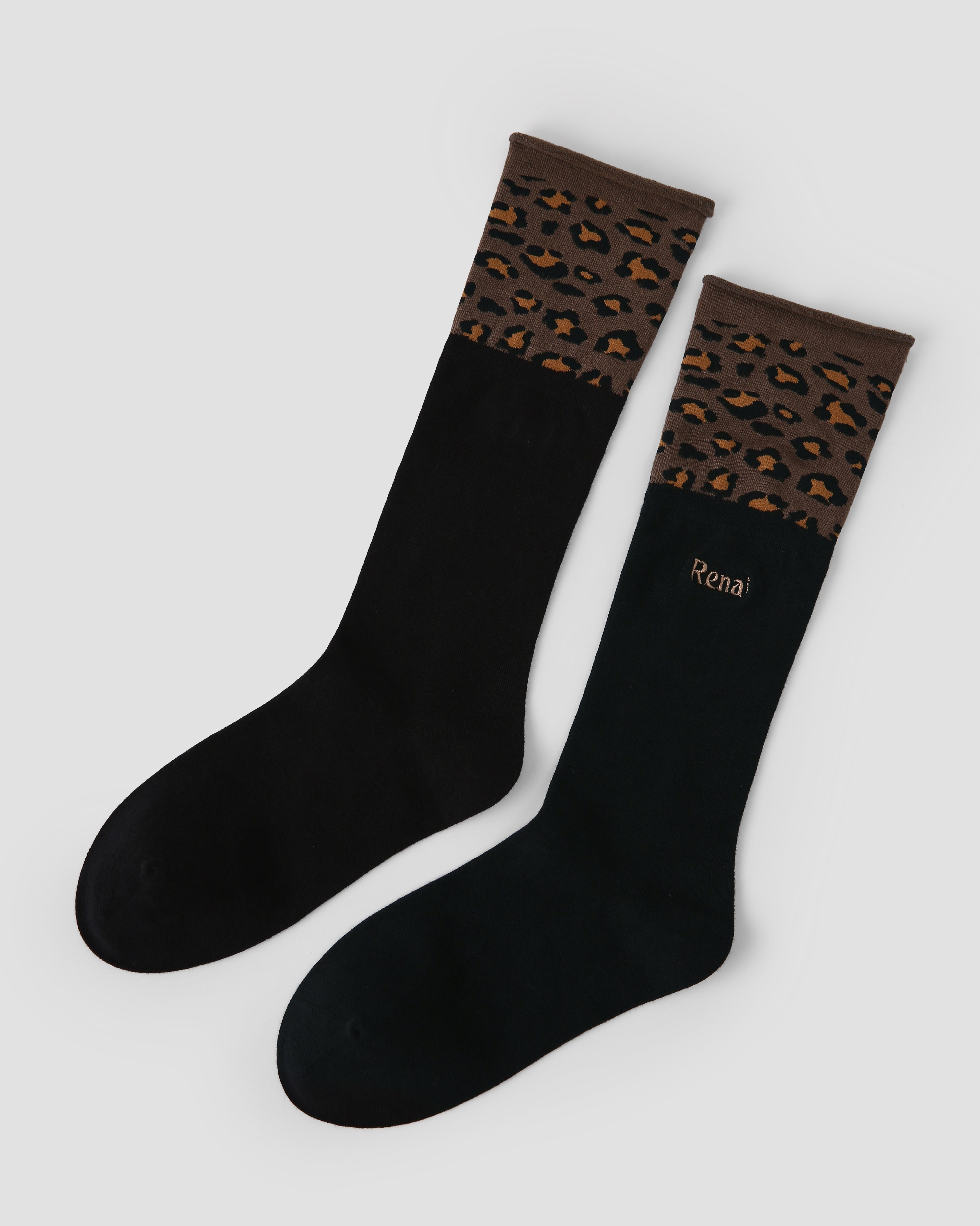 Women's Crew Socks Leopard Print Slouch Socks Fashion Cozy Casual
