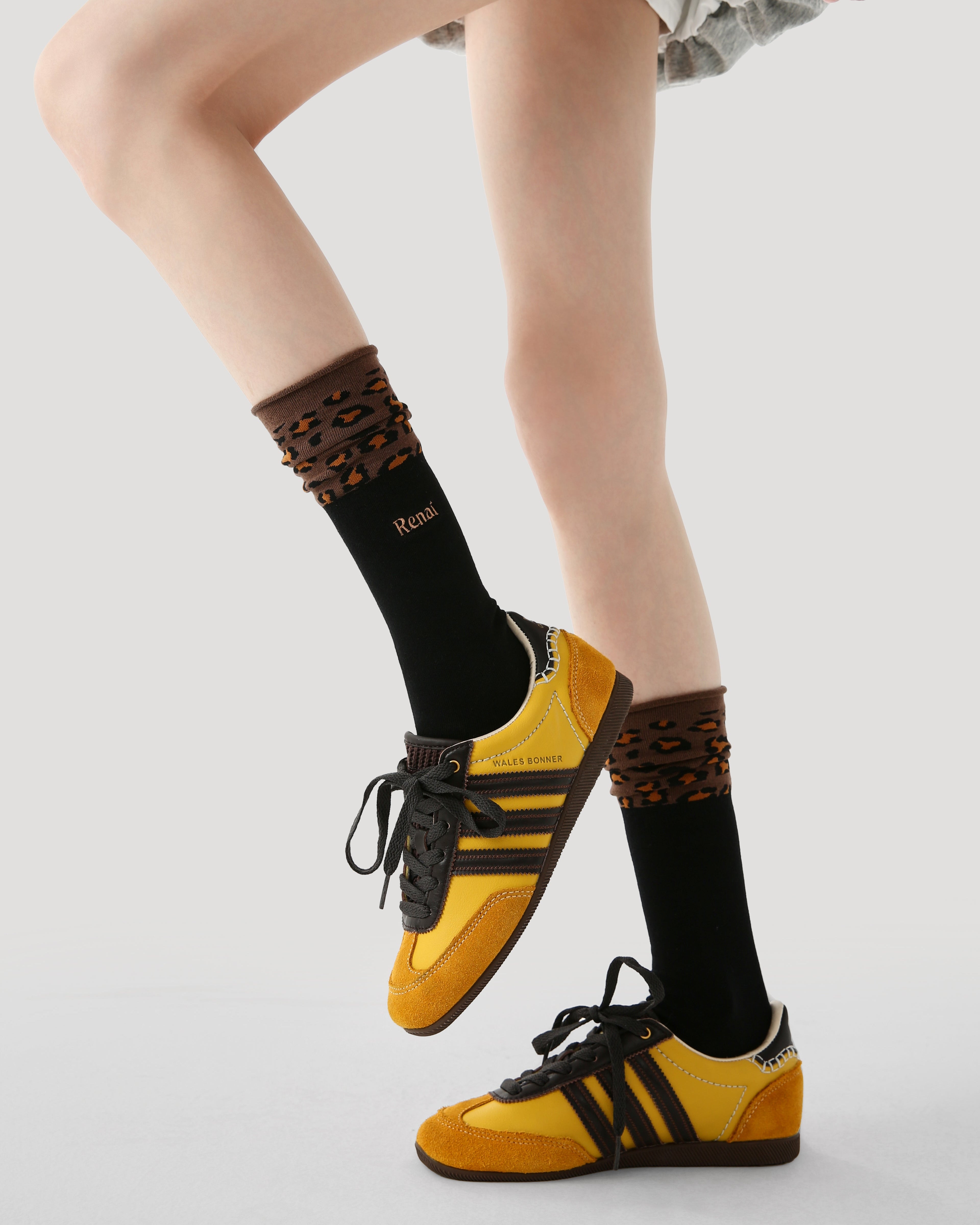 Women's Crew Socks Leopard Print Slouch Socks Fashion Cozy Casual