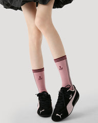 Women's Crew Socks Pink Trendy Cotton Sporty Casual Street Style