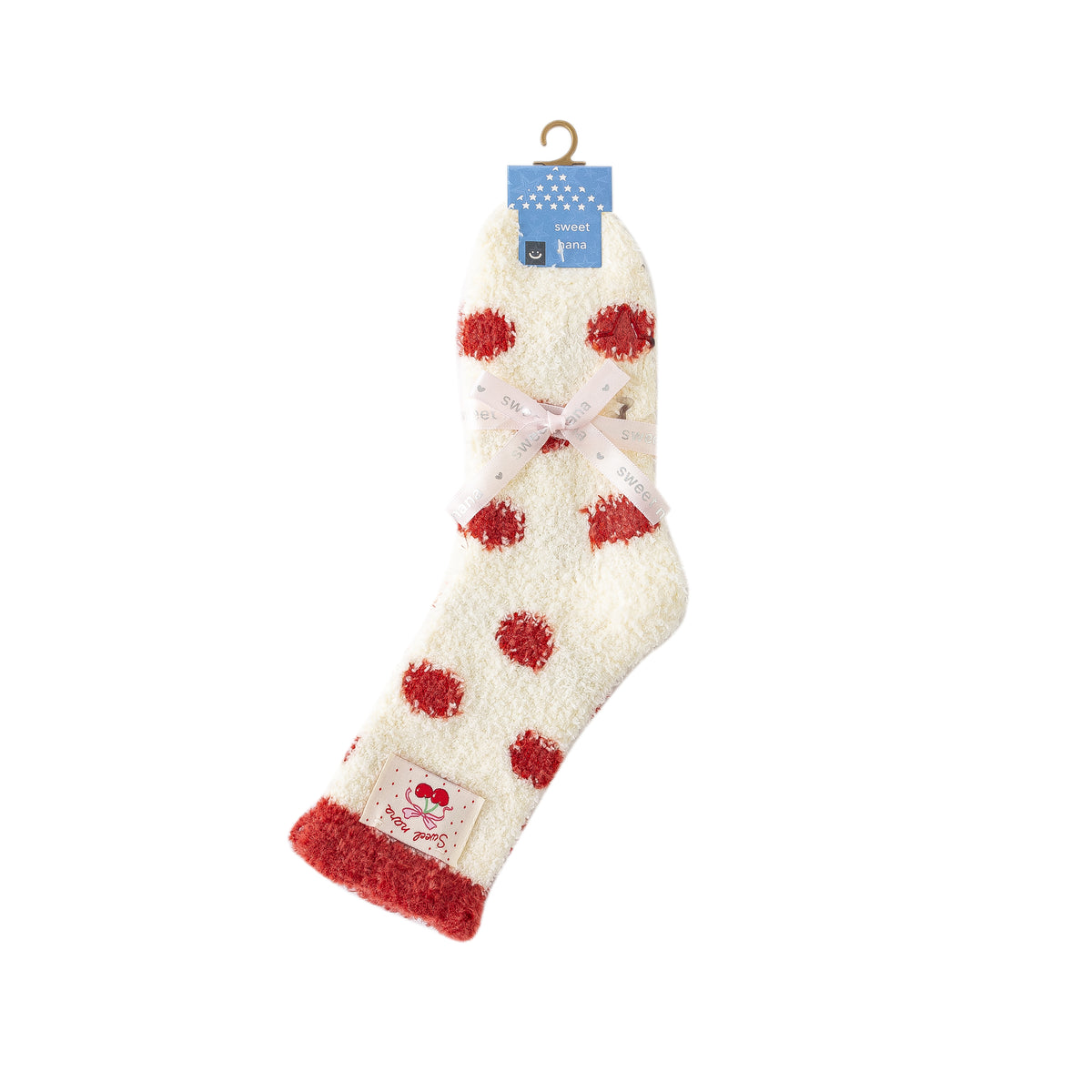 Women Crew Socks Shiny Star Polka Dot Series Fuzzy Warm Cozy Indoor Socks