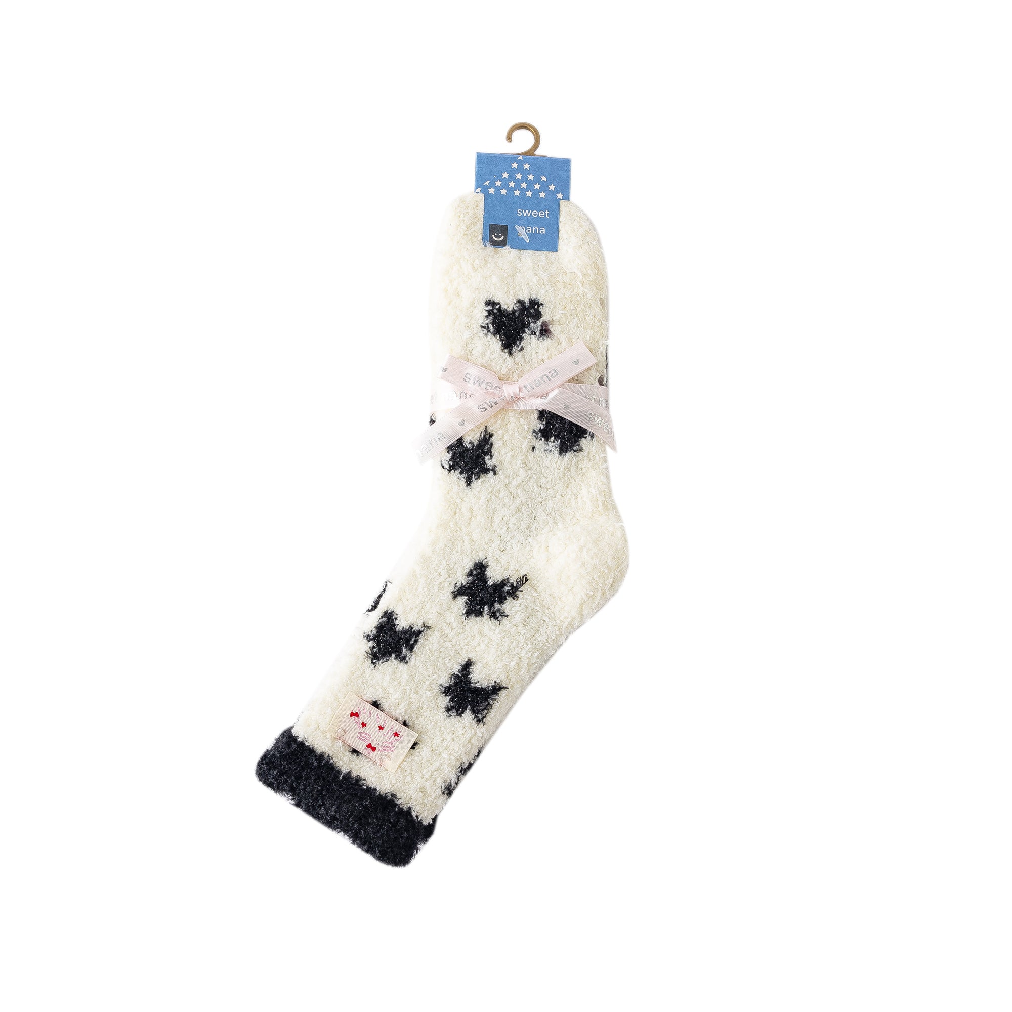 Women Crew Socks Shiny Star Polka Dot Series Fuzzy Warm Cozy Indoor Socks