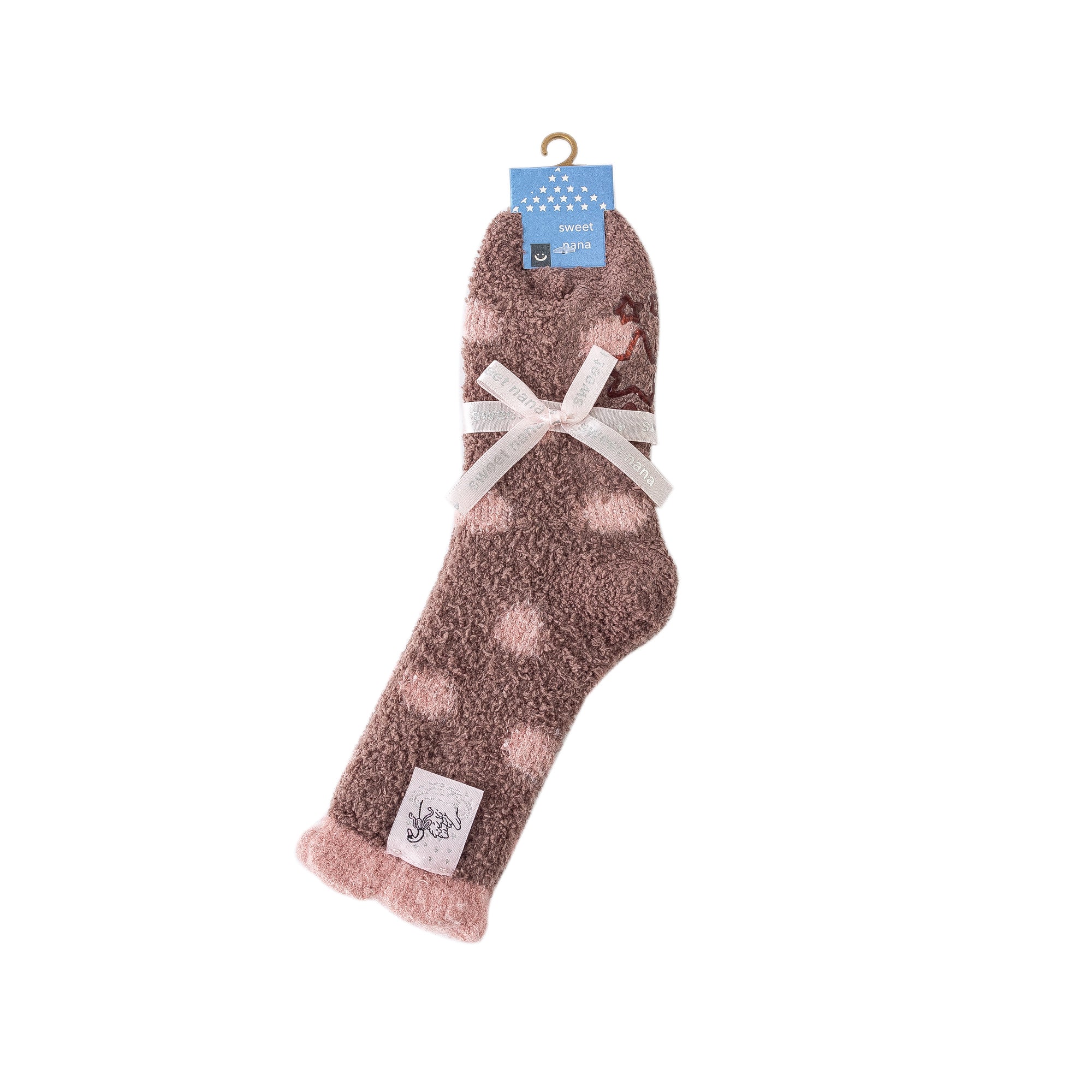 Women Crew Socks Shiny Star Polka Dot Series Fuzzy Warm Cozy Indoor Socks