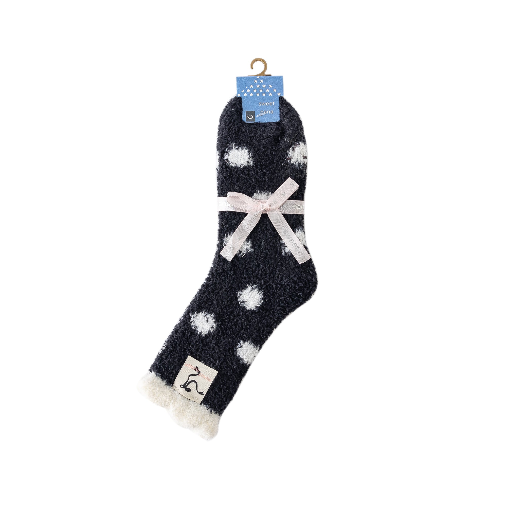 Women Crew Socks Shiny Star Polka Dot Series Fuzzy Warm Cozy Indoor Socks