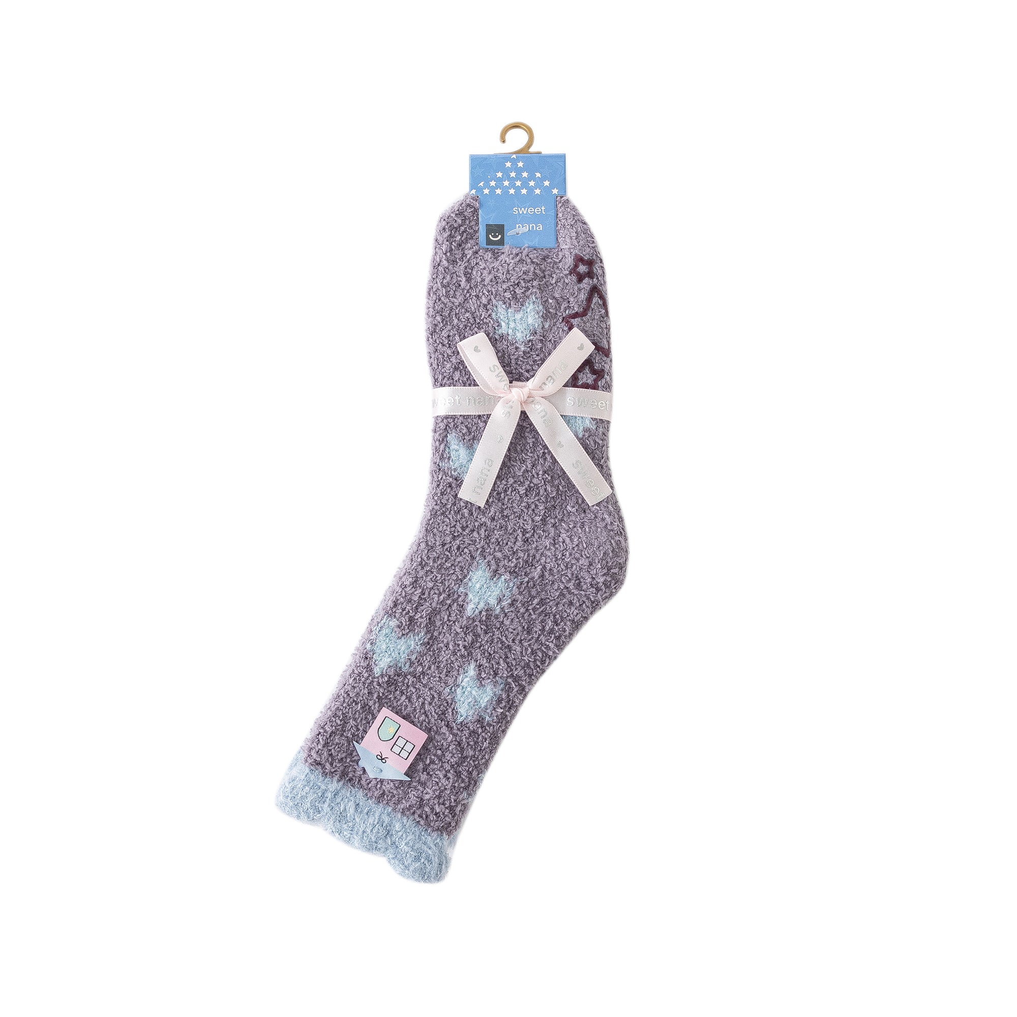Women Crew Socks Shiny Star Polka Dot Series Fuzzy Warm Cozy Indoor Socks