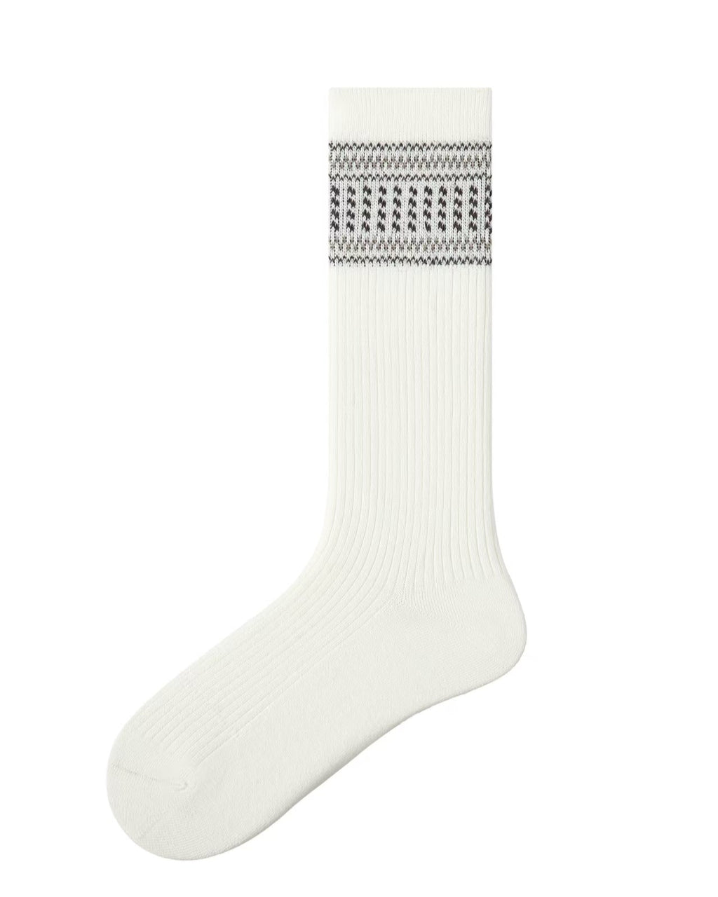 Women Crew Socks Solid Color Ribbed Jacquard Cotton Classic - SWEET NANA