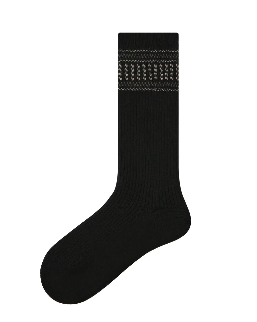 Women Crew Socks Solid Color Ribbed Jacquard Cotton Classic - SWEET NANA