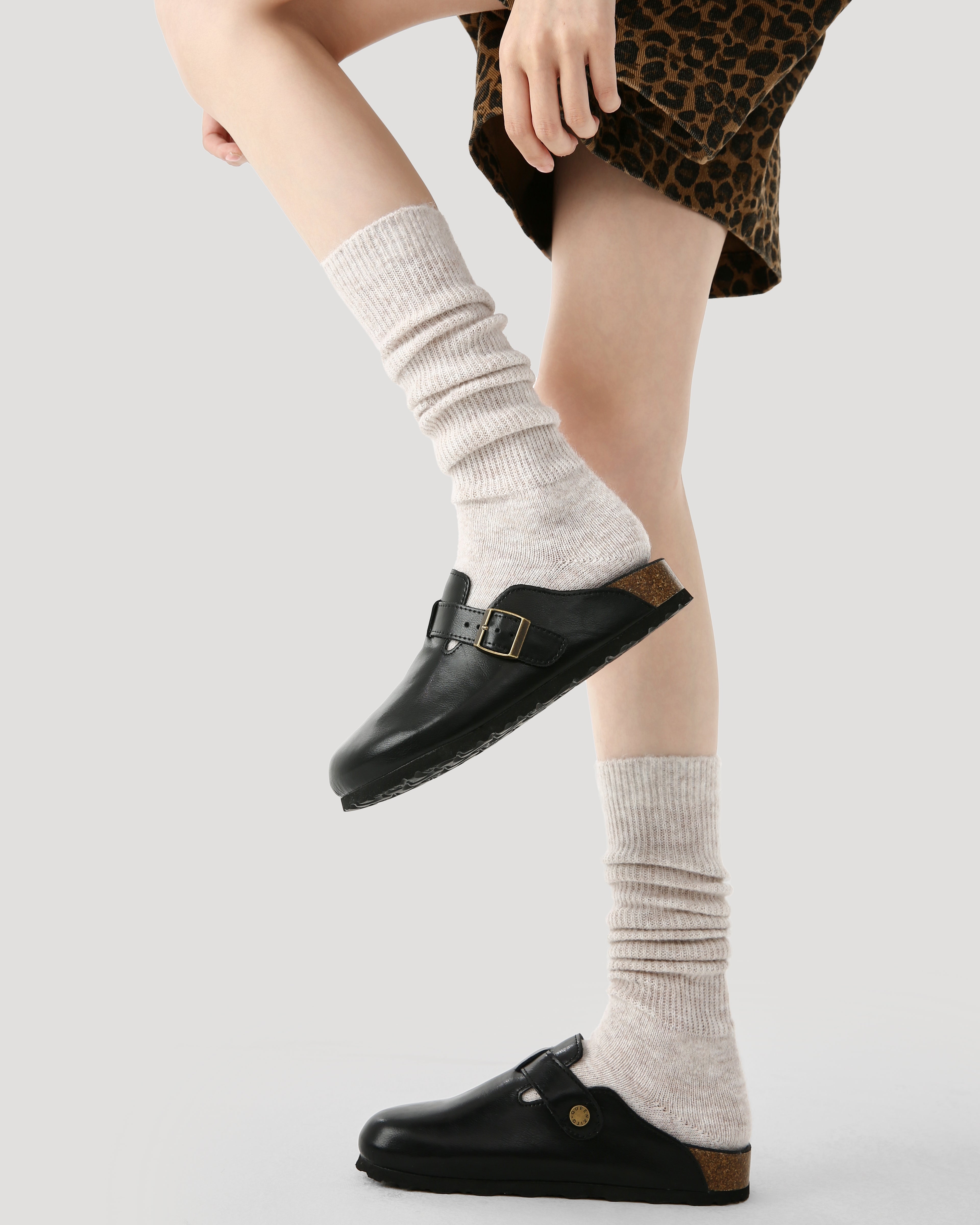 Women's Crew Socks Solid Color Slouch Cotton Casual Cozy Socks