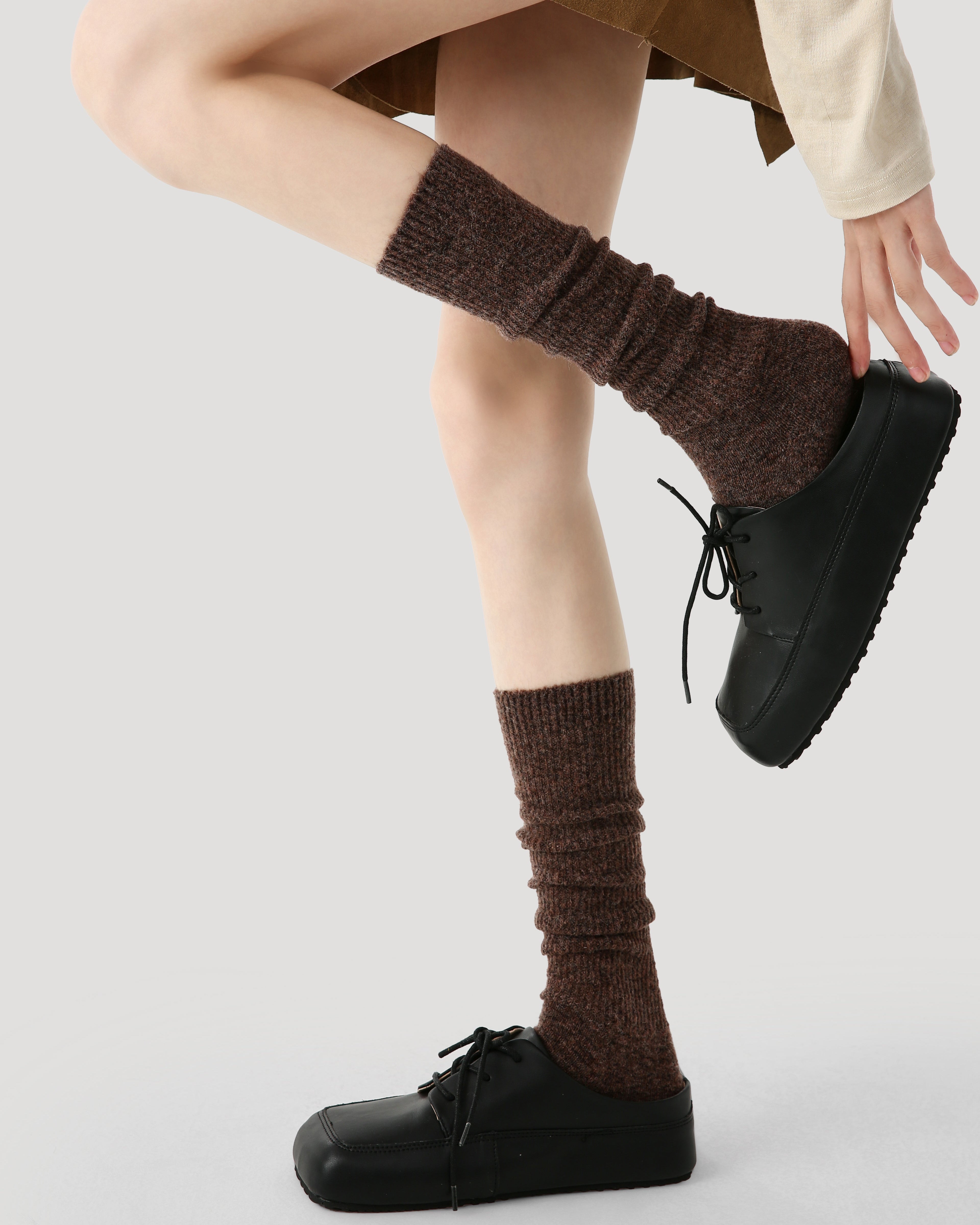 Women's Crew Socks Solid Color Slouch Cotton Casual Cozy Socks