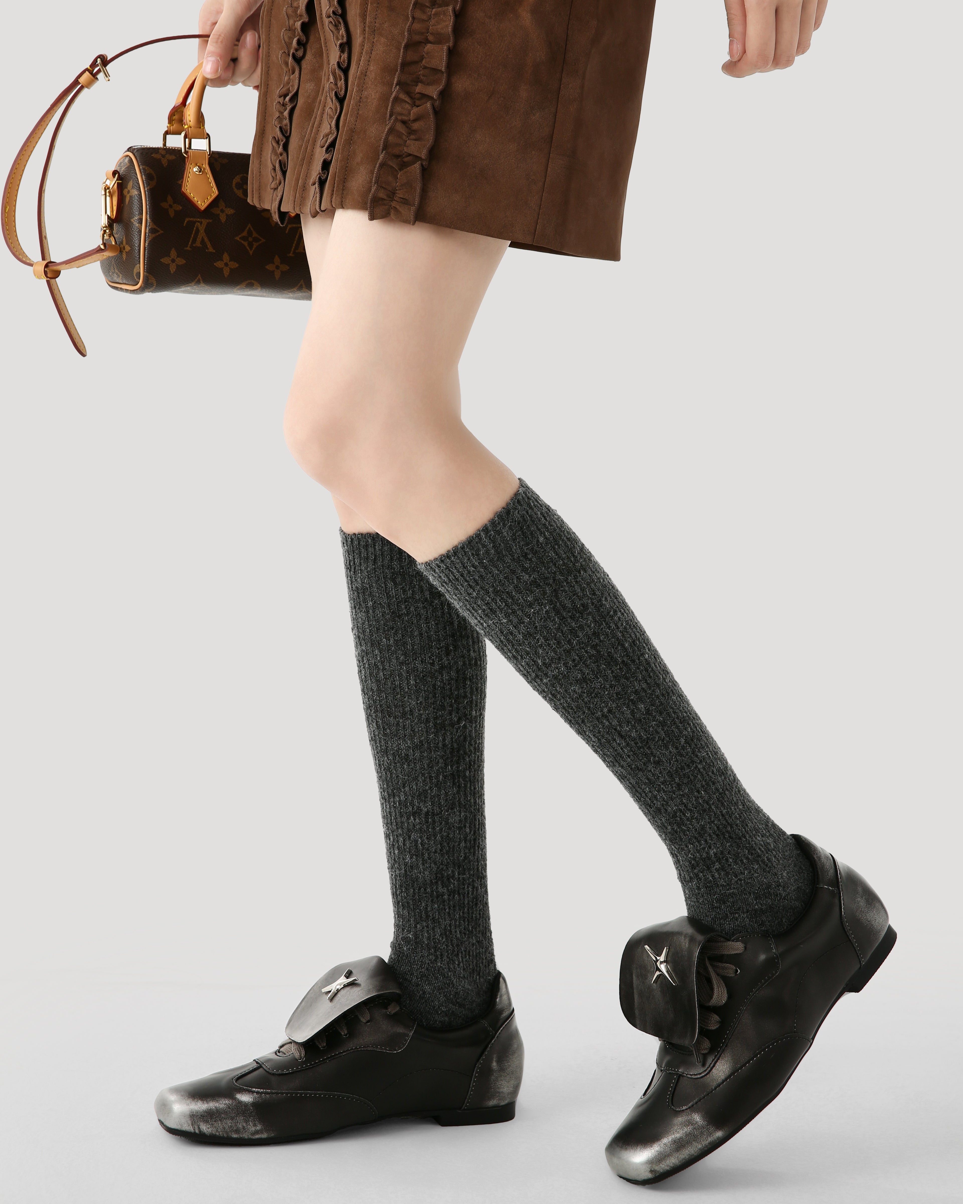 Women's Crew Socks Solid Color Slouch Cotton Casual Cozy Socks
