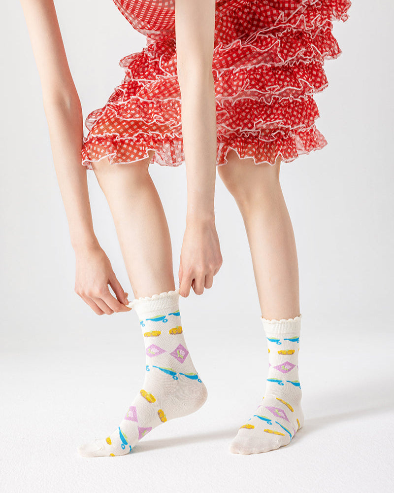 3-Pack Sweet Berries Series Women's  Cute Casual Crew Cotton Socks