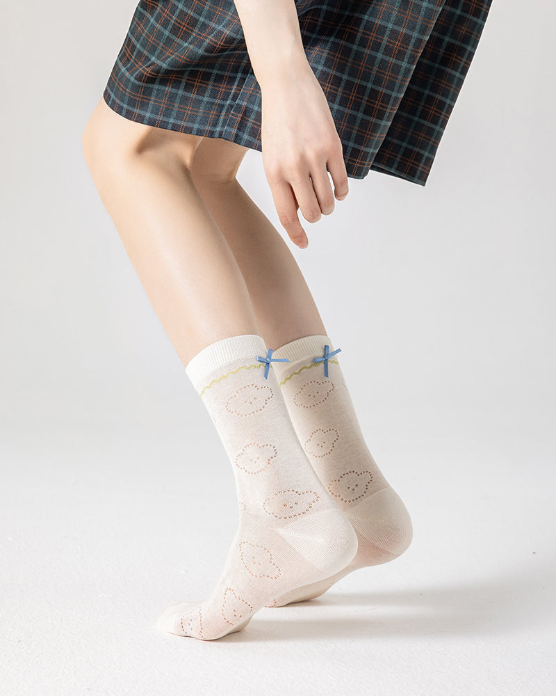 3-Pack Women Cotton Crew Socks Busy Puppy Cute Casual - SWEET NANA