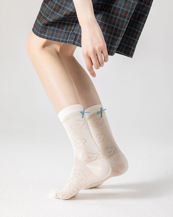 3-Pack Women Cotton Crew Socks Busy Puppy Cute Casual - SWEET NANA