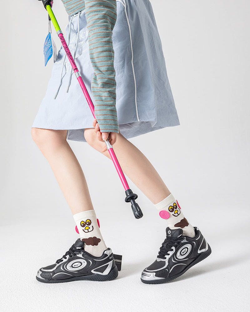3-Pack Women's Cotton Crew Socks Zoo Party Kawaii Cute Casual