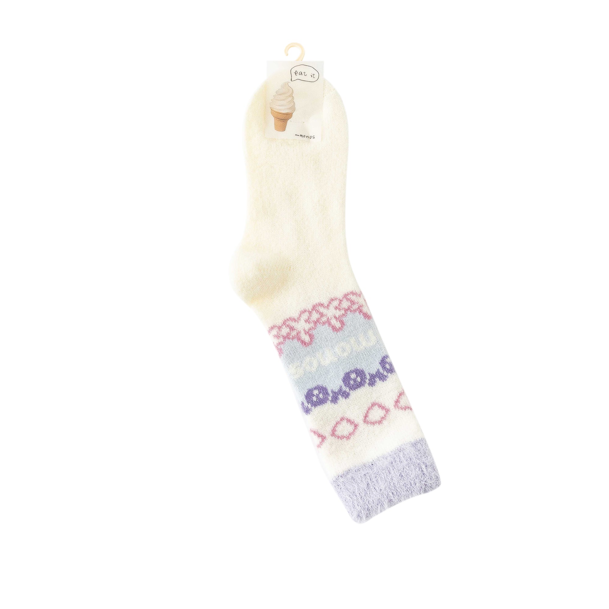 Women Fuzzy Crew Socks Ice Cream Color Cozy Warm Indoor Sleep Socks