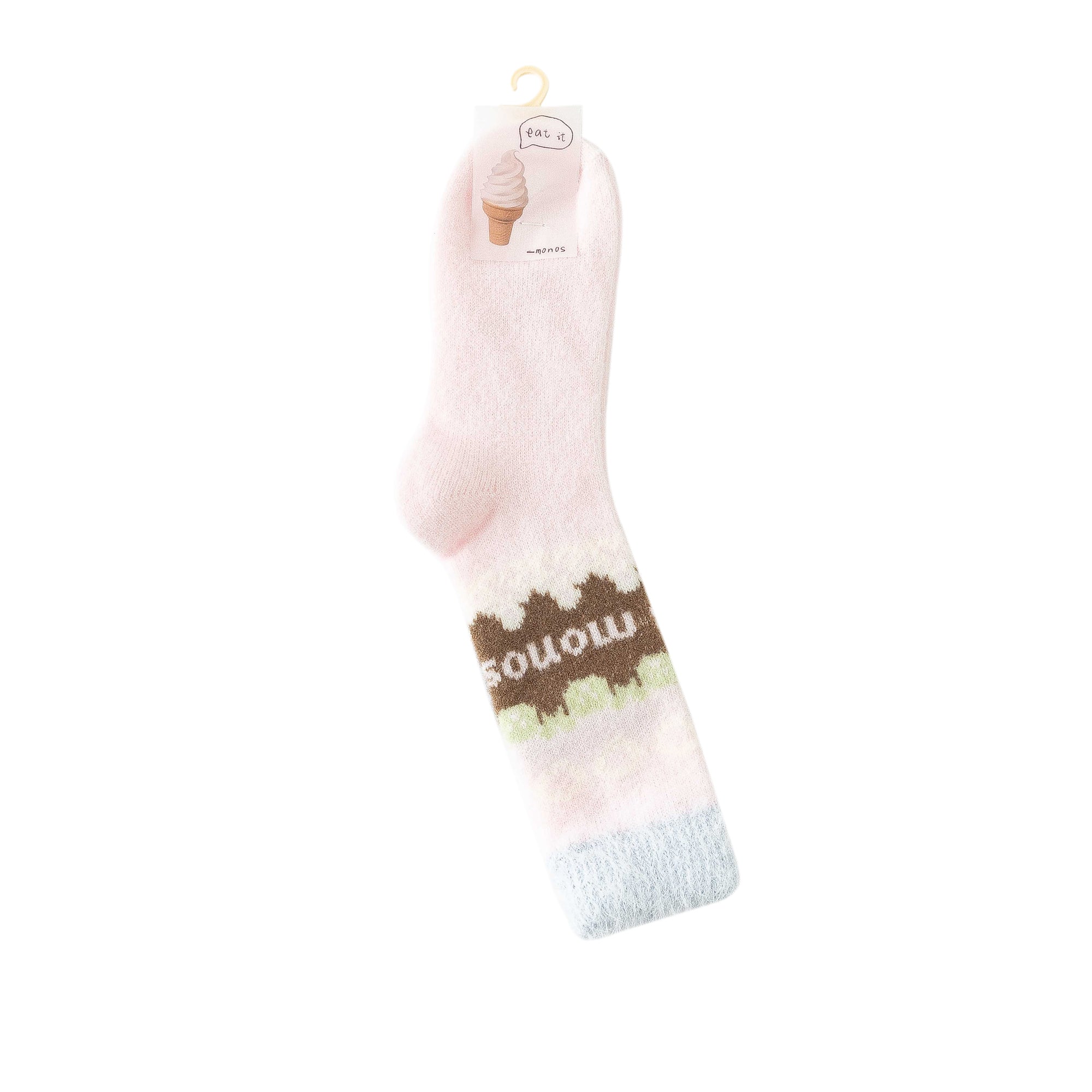 Women Fuzzy Crew Socks Ice Cream Color Cozy Warm Indoor Sleep Socks