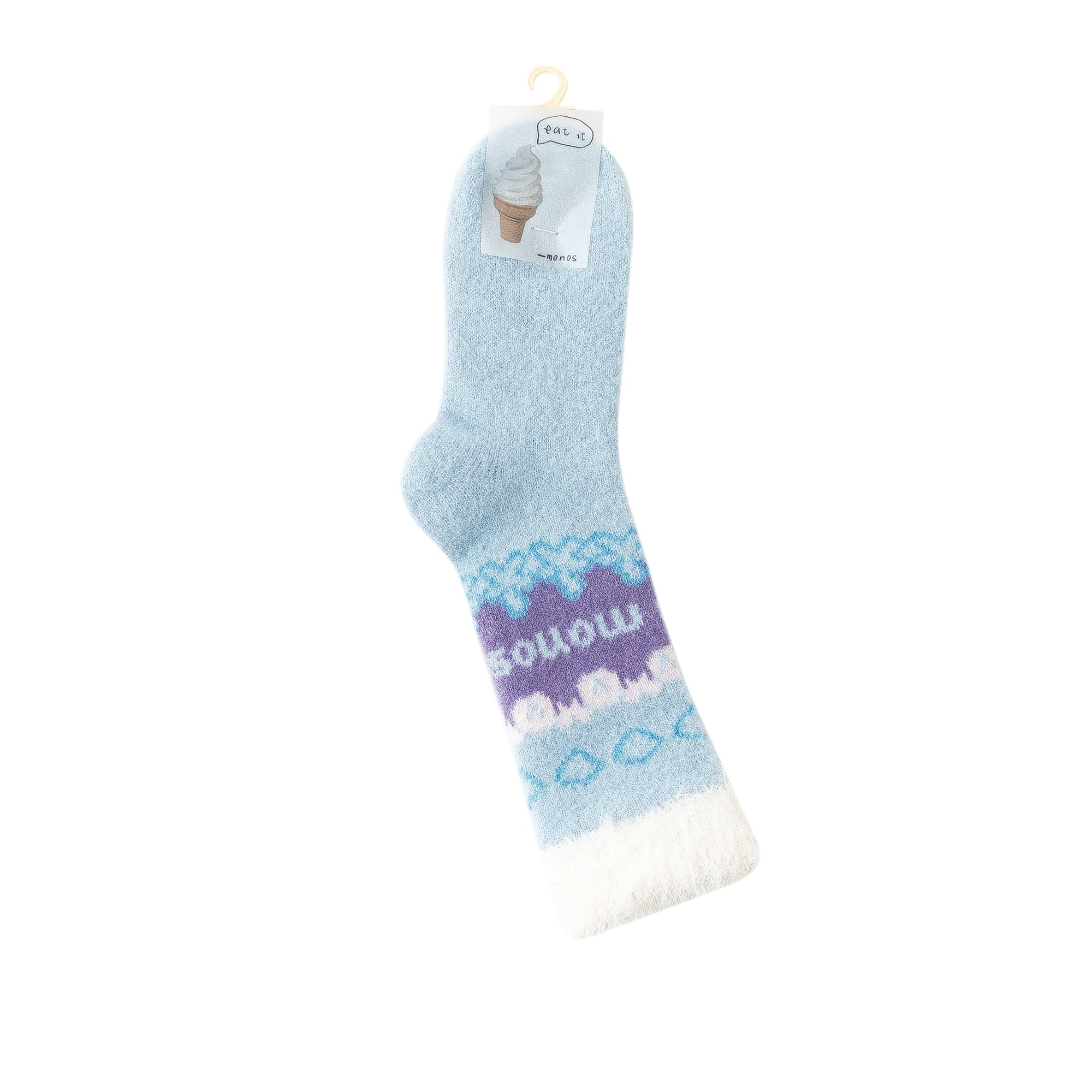 Women Fuzzy Crew Socks Ice Cream Color Cozy Warm Indoor Sleep Socks