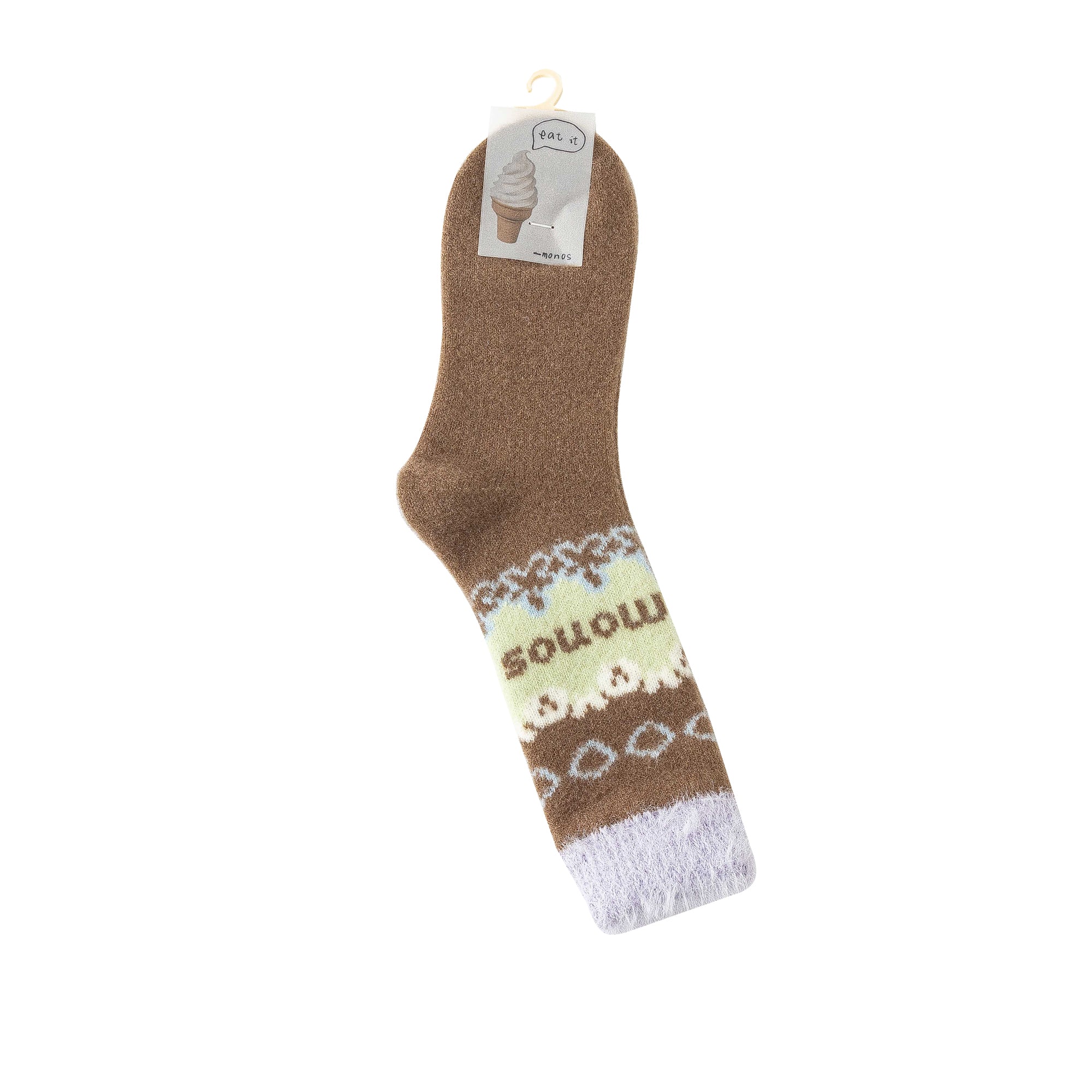 Women Fuzzy Crew Socks Ice Cream Color Cozy Warm Indoor Sleep Socks
