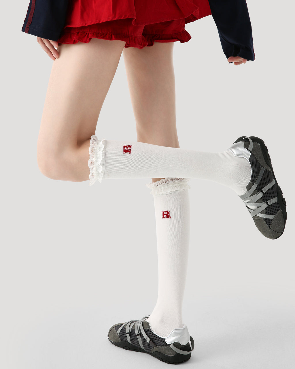 Women Knee High Socks Lace Ruffle Slouch Cotton Casual - SWEET NANA