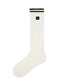 Women Knee High Socks White Cotton Simple Striped Casual - SWEET NANA