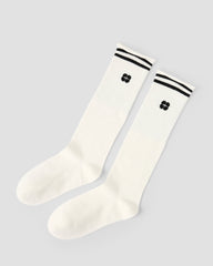 Women's Knee High Socks White Cotton Simple Striped Casual Sporty Style