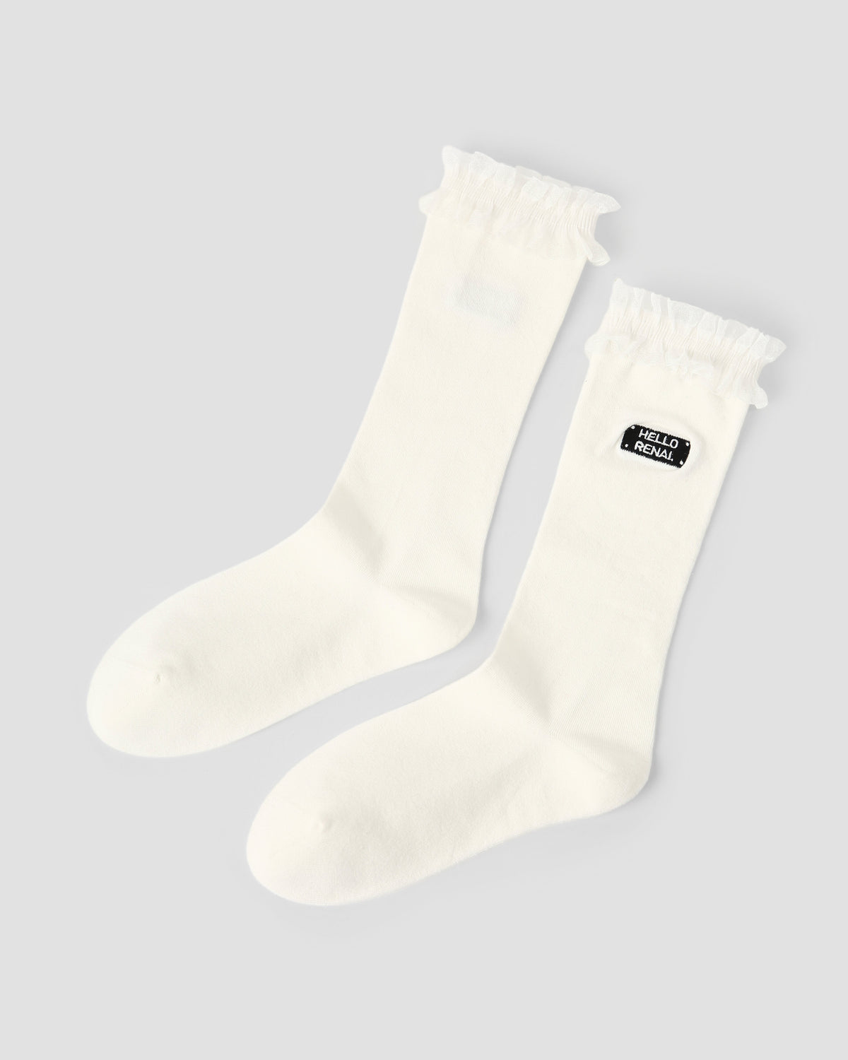 Women Lace Label Crew Socks Soft Comfortable Breathable