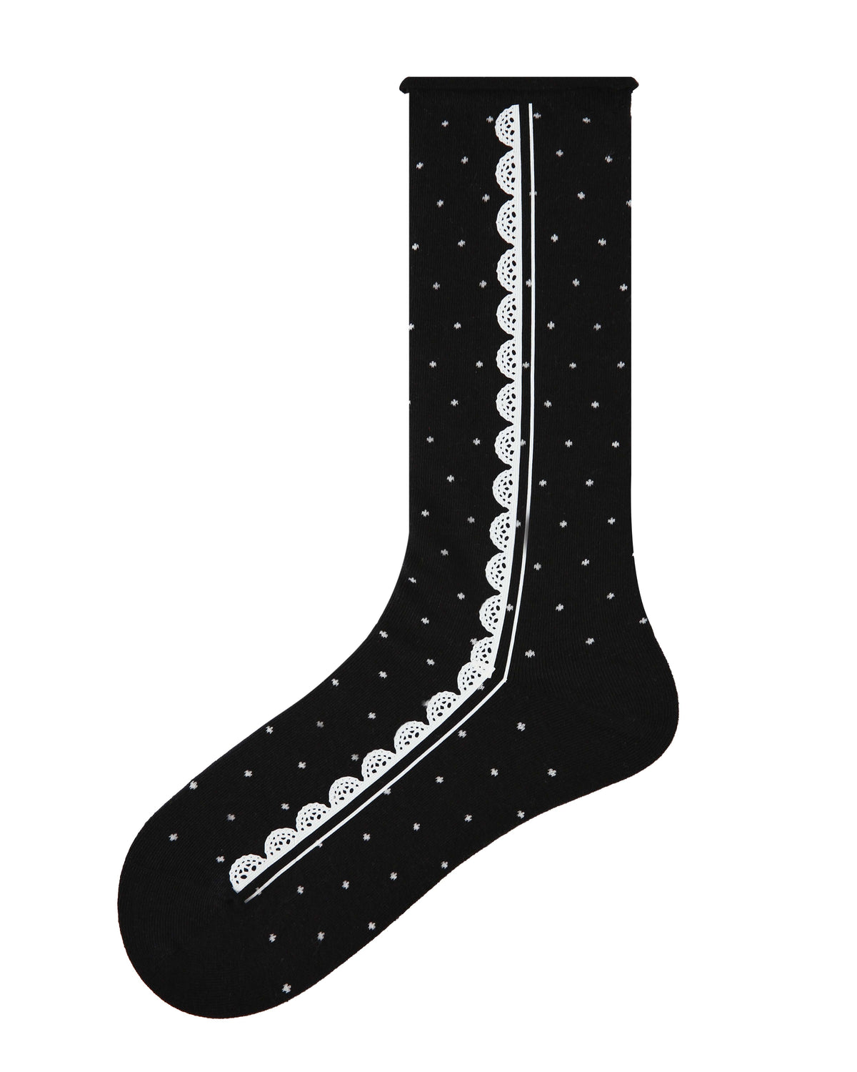 Women's Lace Trim Polka Dot Crew Socks Soft Comfortable Breathable