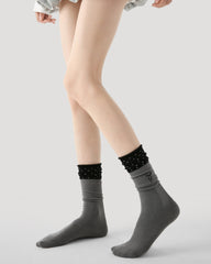Women's Polka Dot Cuff Crew Socks Soft Comfortable Breathable