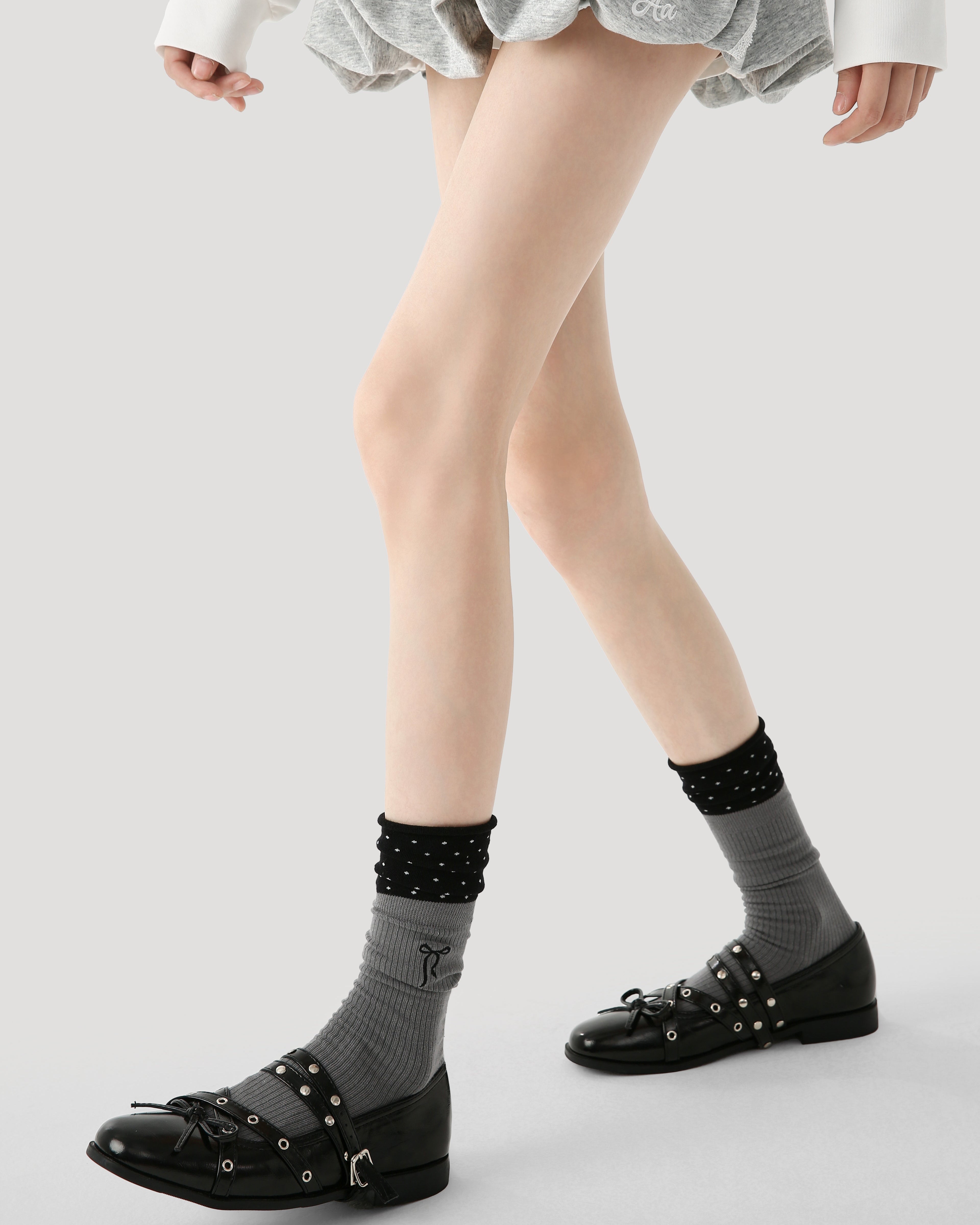 Women Polka Dot Cuff Crew Socks Soft Comfortable Breathable Secondary image